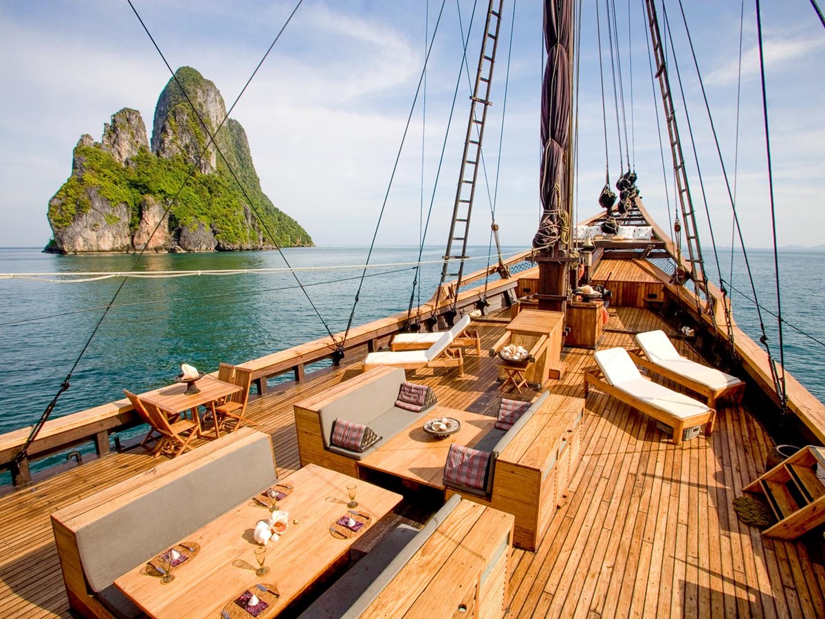 Deck onboard the Silolona phinisi in Indonesia
