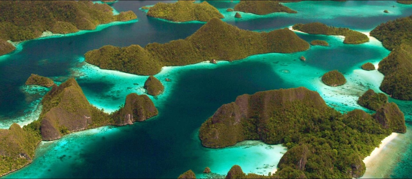 Arial view of the Komodo Islands in Indonesia