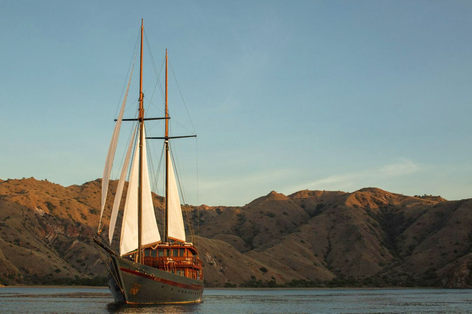 Exterior view of the Vela Phinisi in Indonesia