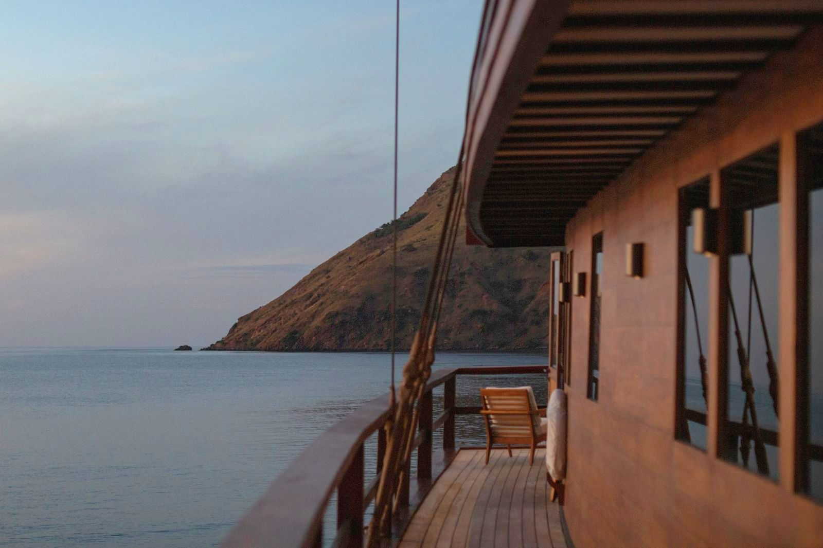 Side decking onboard the Vela Phinisi in Indonesia