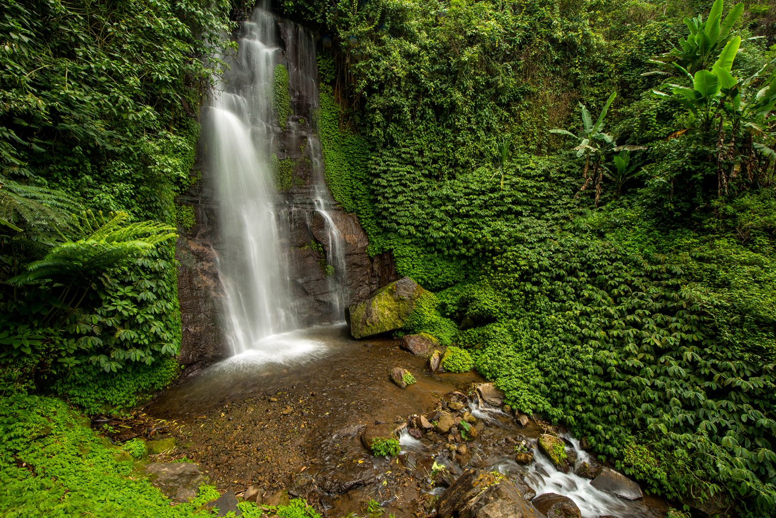 Aerial view of Munduk Waterfall in Indonesia