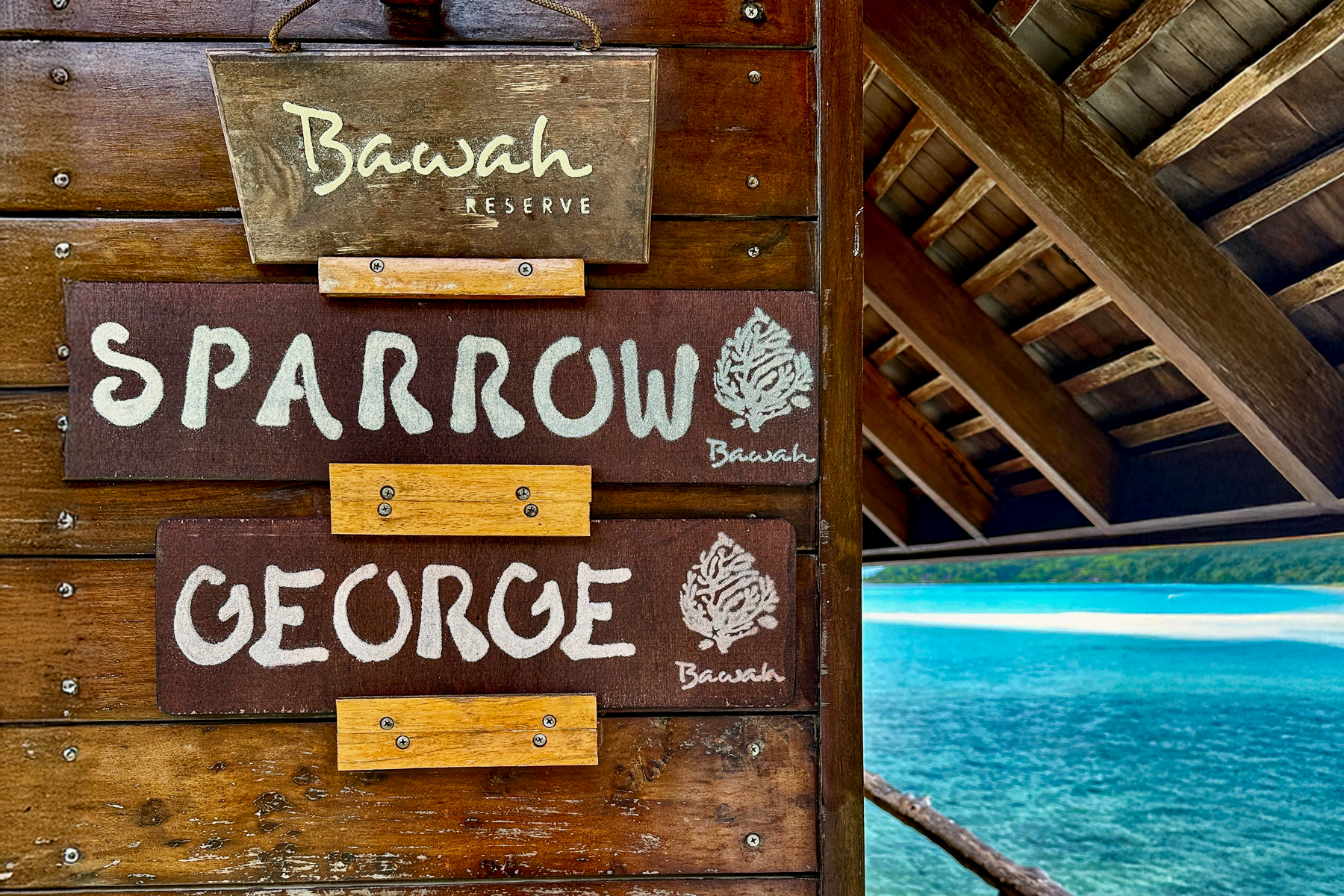 Name tags outside a suite at Bawah Private Reserve in Indonesia