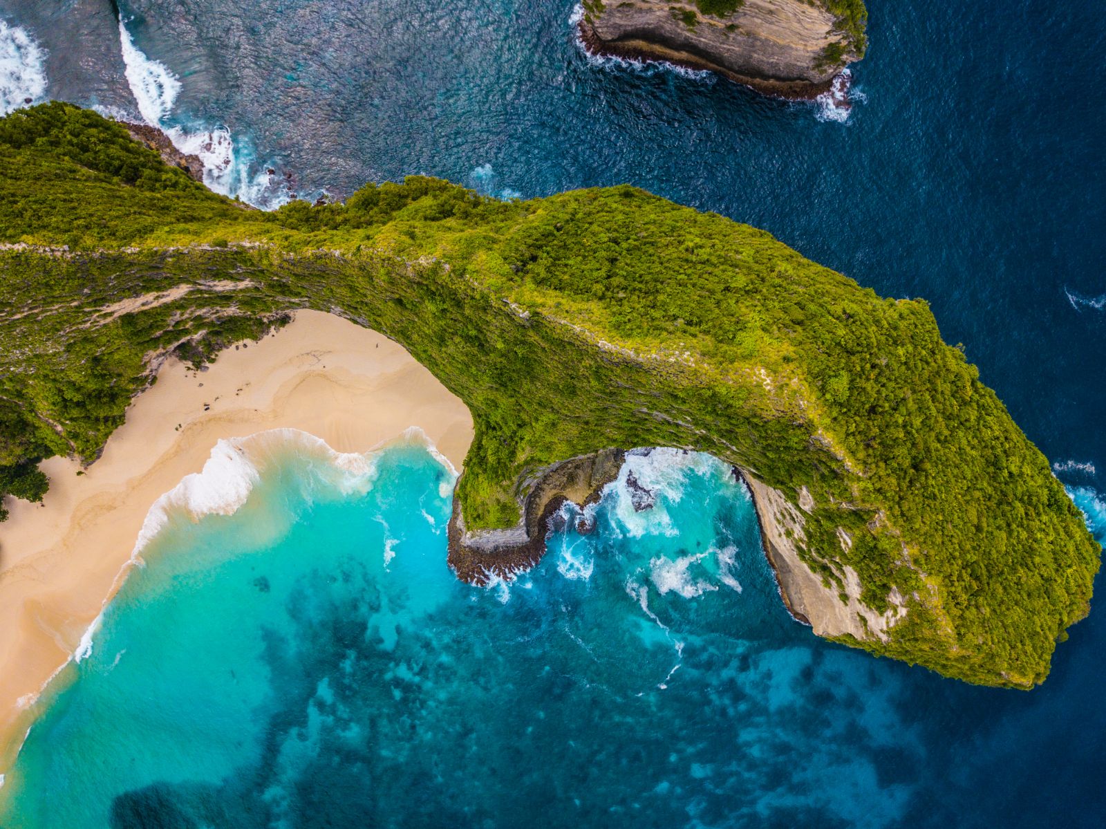 Aerial view of a coastline in Komodo