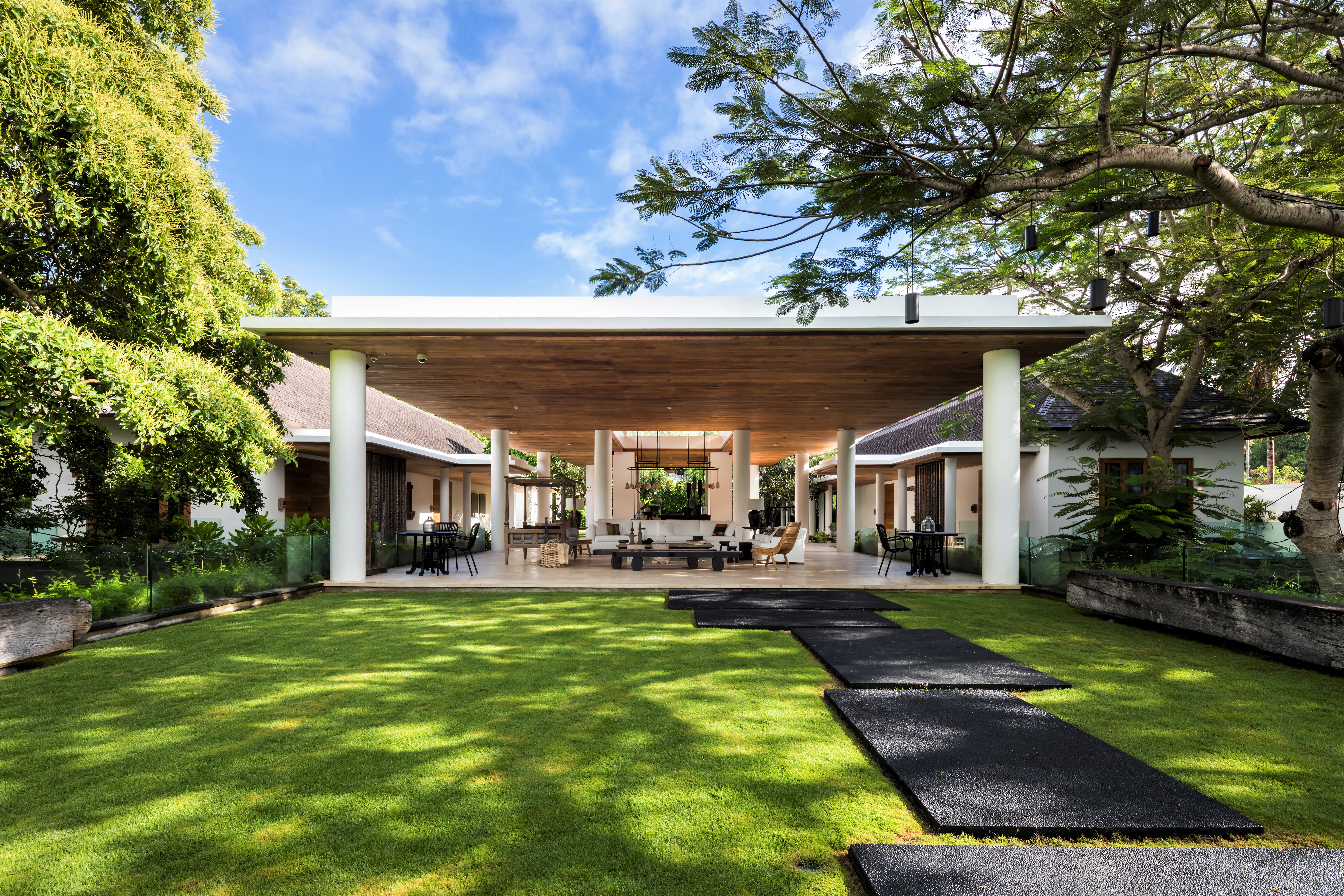 Garden and outdoor living area at Uluwatu Estate, Bali
