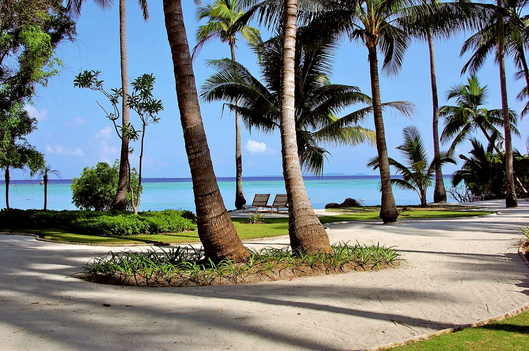 View of the resort and lagoon at Kura Kura Resort in Indonesia