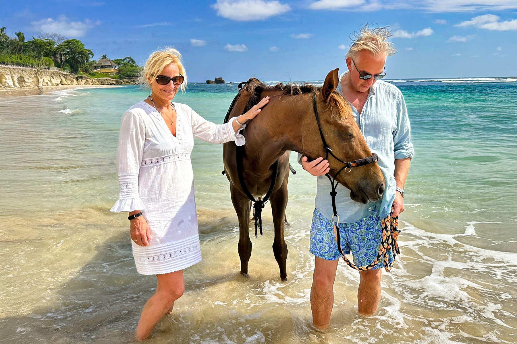 Red Savannah's CEO, George Morgan-Grenville, with a horse at NIHI Sumba in Indonesia