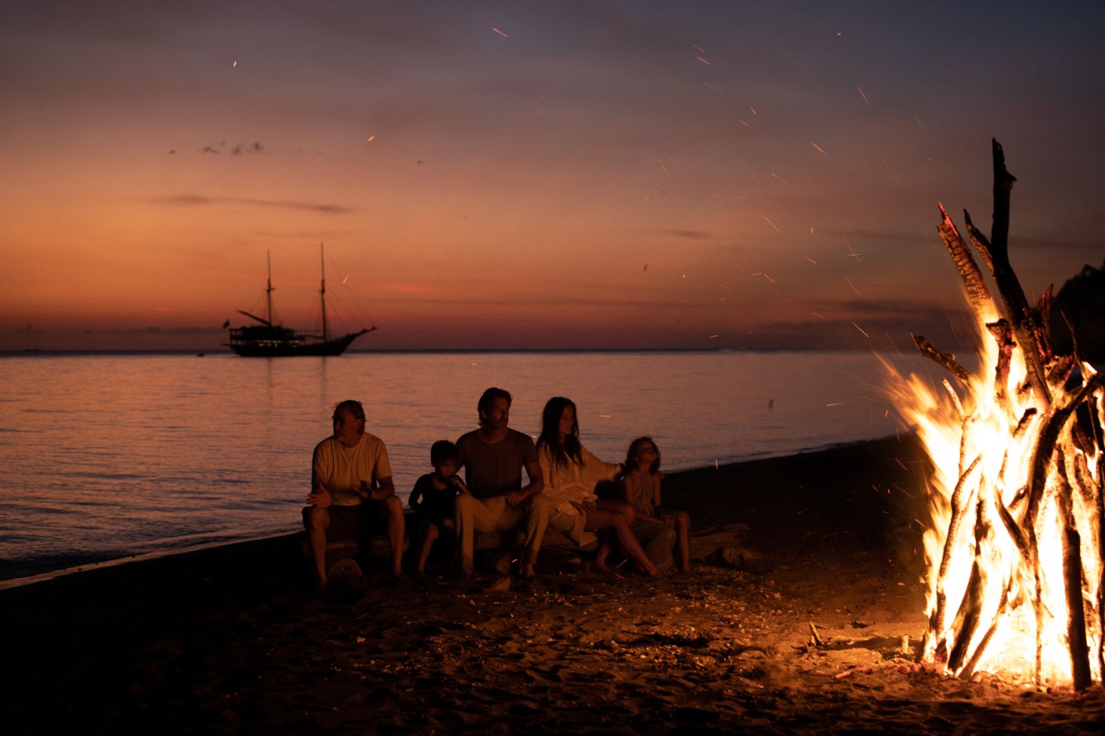 Bonfire on the beach of the Komodo Islands in Indonesia