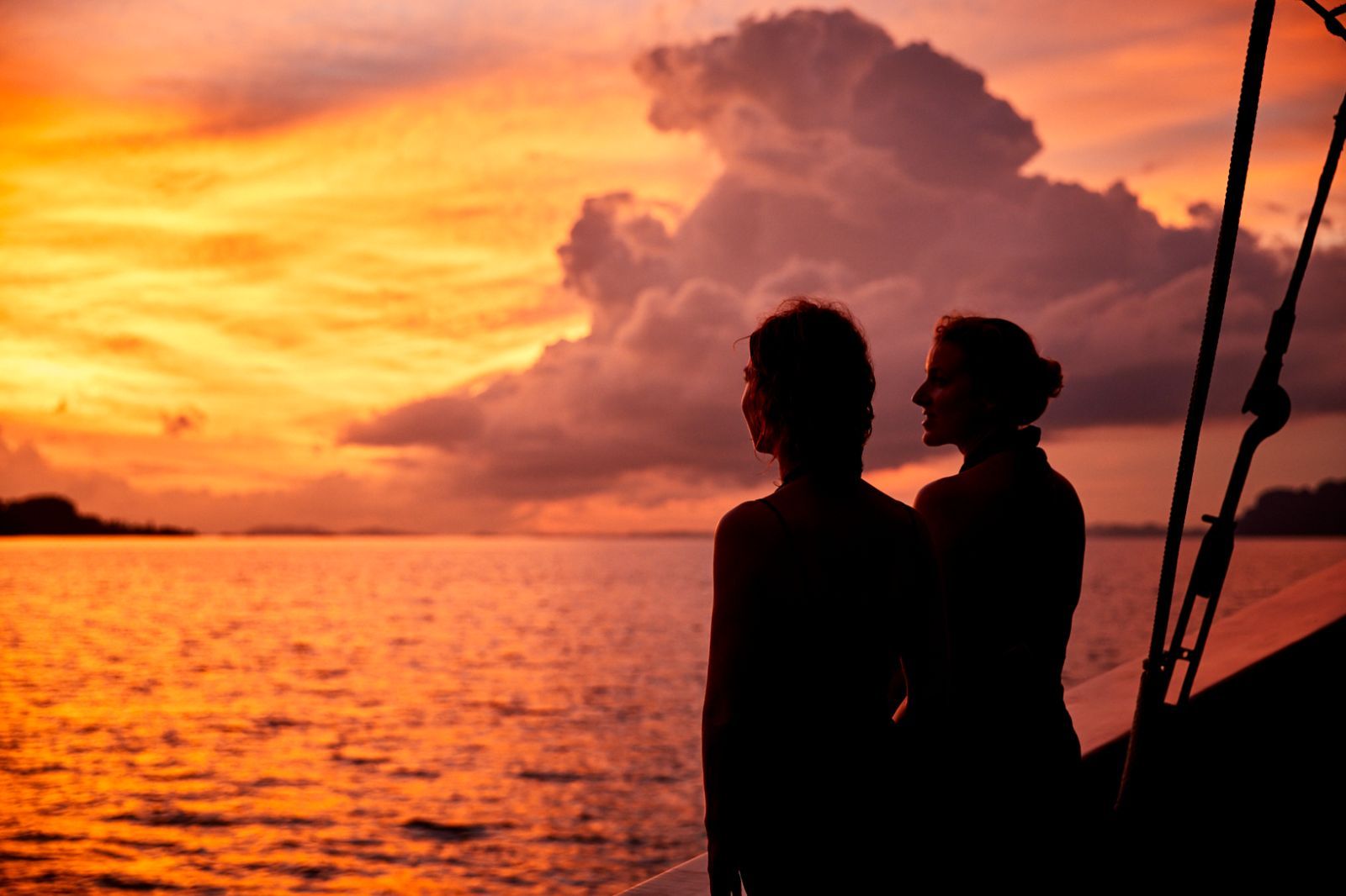 Sunset over Raja Ampat viewed from a boat