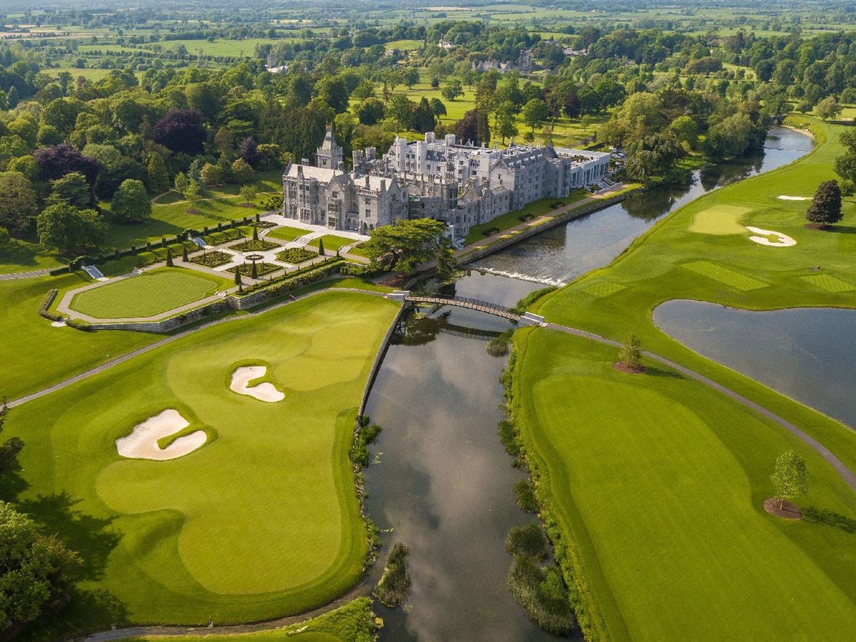 Aerial view of Adare Manor near Limerick in Ireland