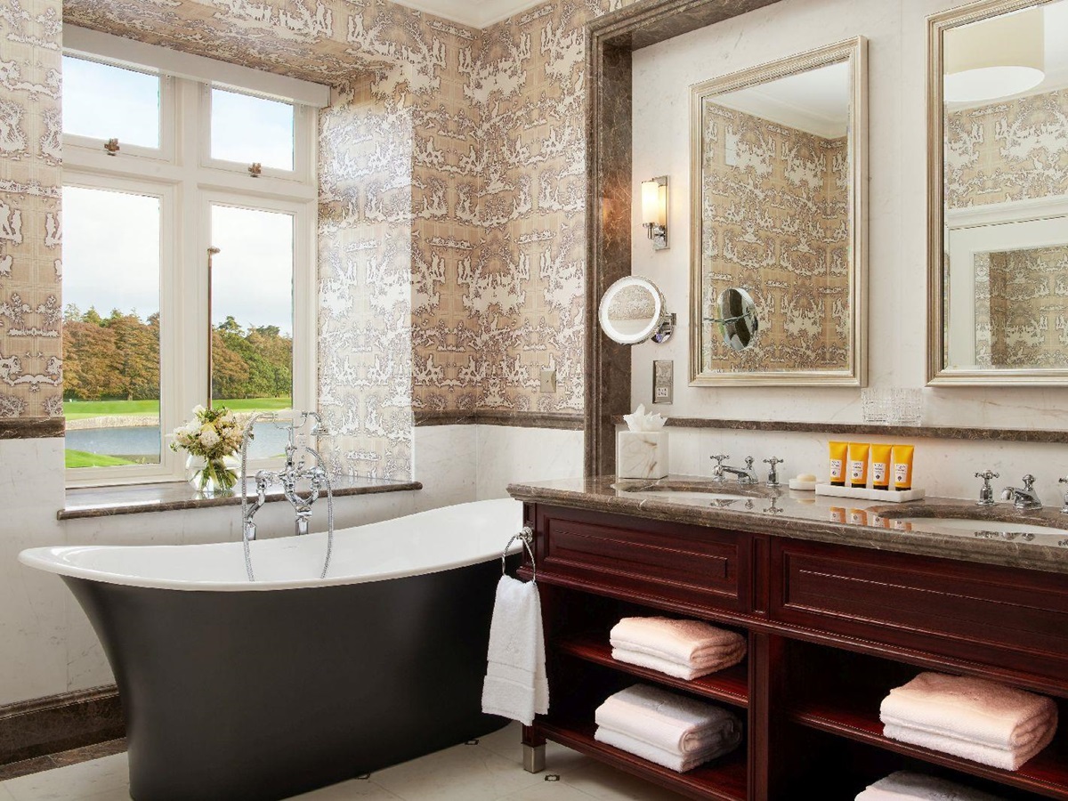 Bathroom of a Deluxe Room at Adare Manor near Limerick in Ireland