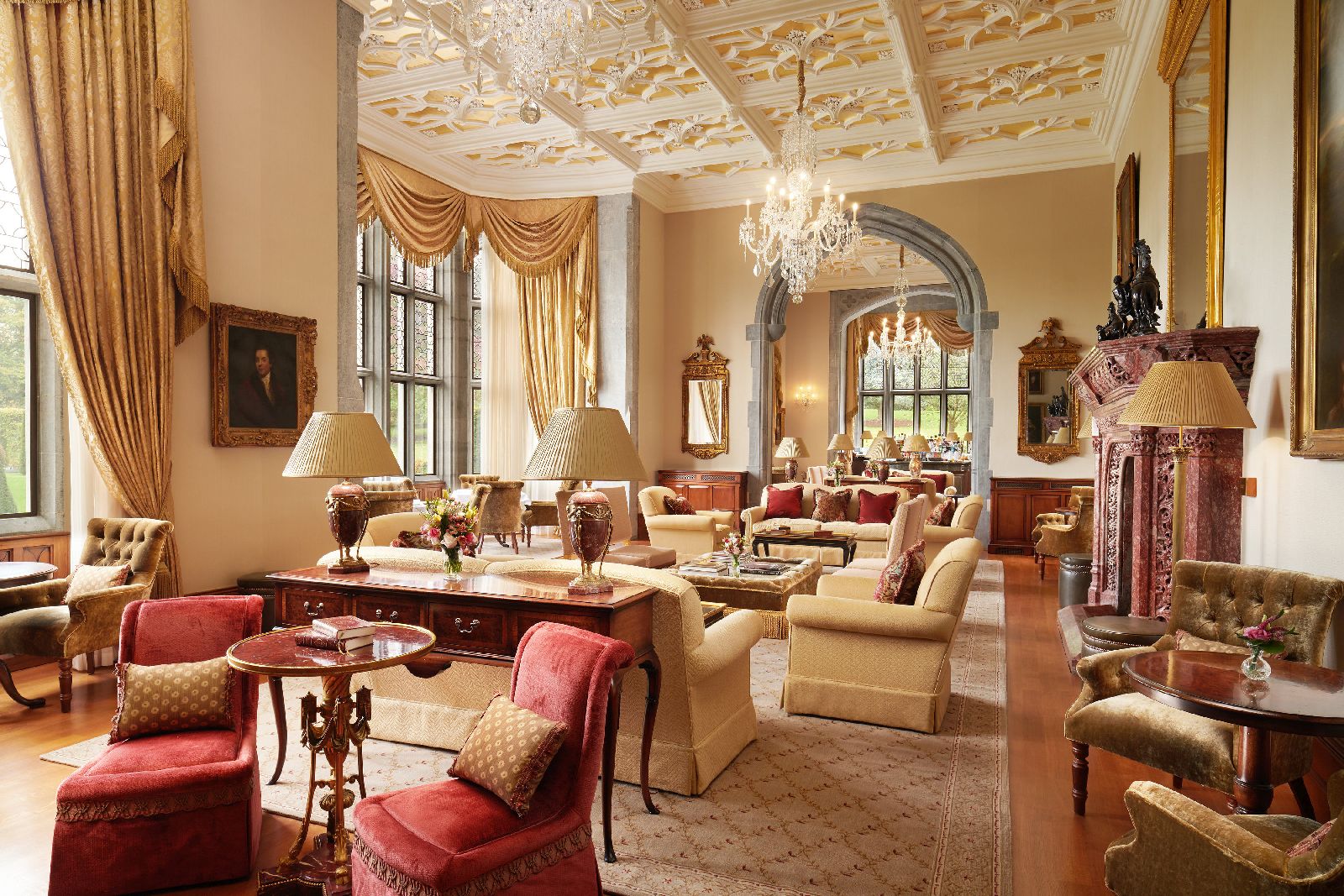 The drawing room at Adare Manor near Limerick in Ireland