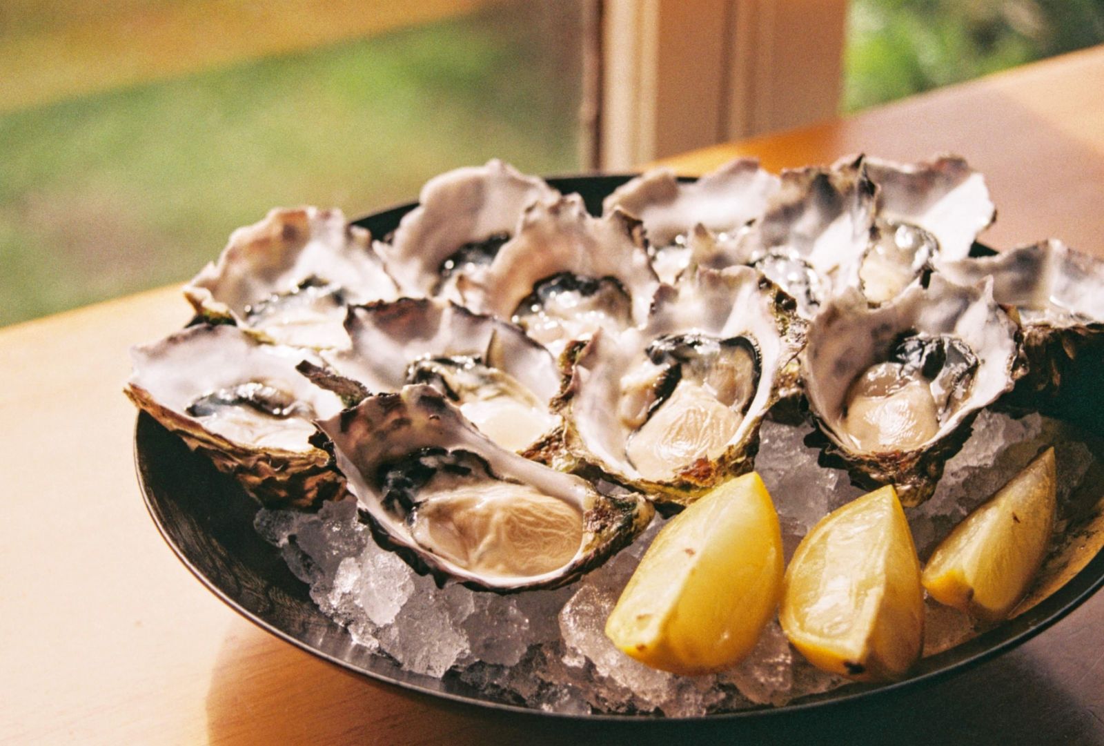 Close up of an oyster platter in Ireland