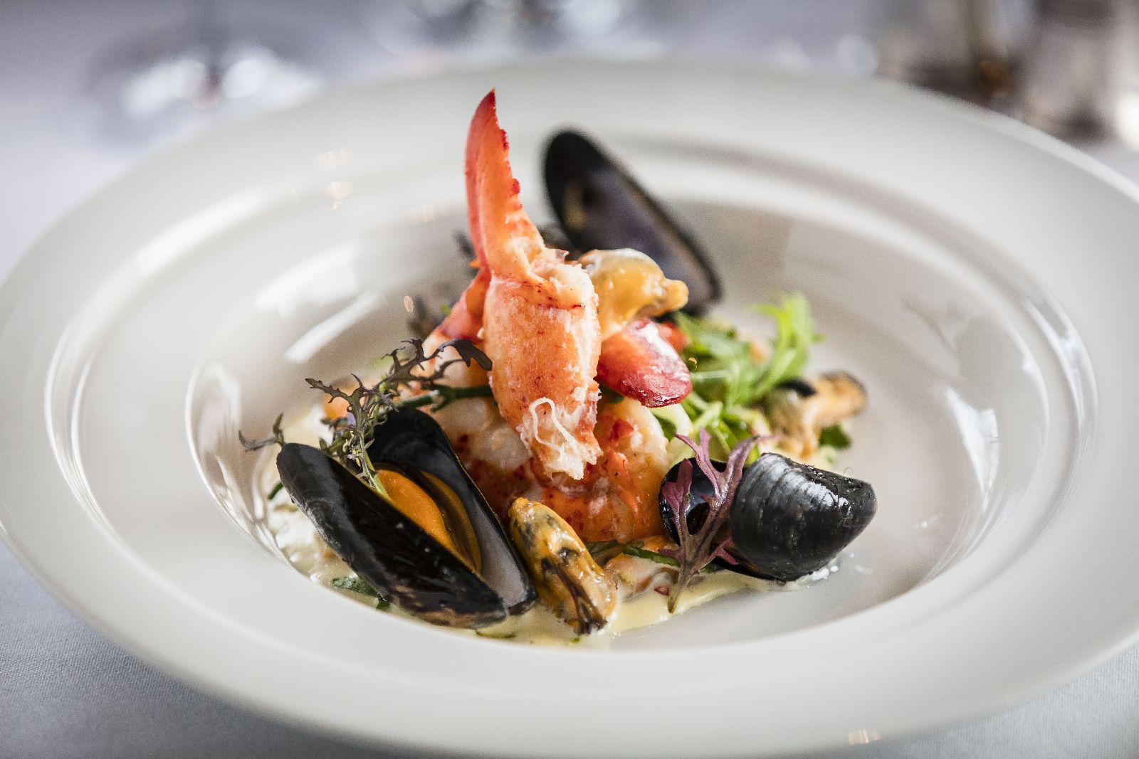 Fresh mussels served at The Falls restaurant Sheen Falls Lodge Ireland