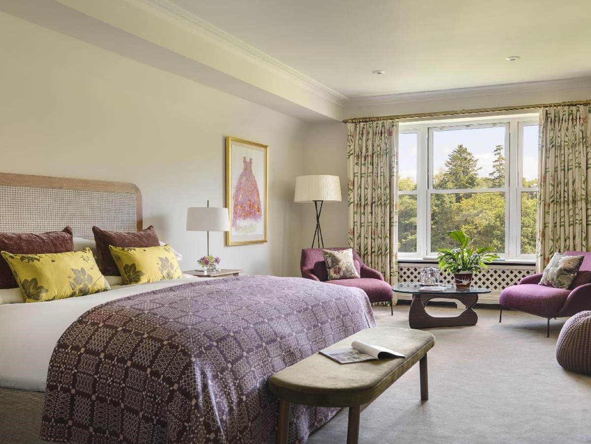 A superior deluxe room at Sheen Falls Lodge in Kerry Ireland