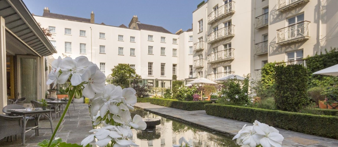 Courtyard gardens of The Merrion hotel in Dublin Ireland