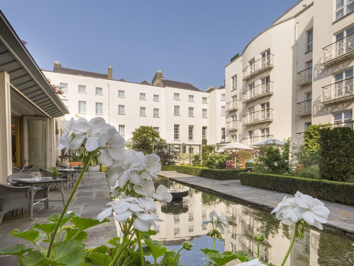 Courtyard gardens of The Merrion hotel in Dublin Ireland