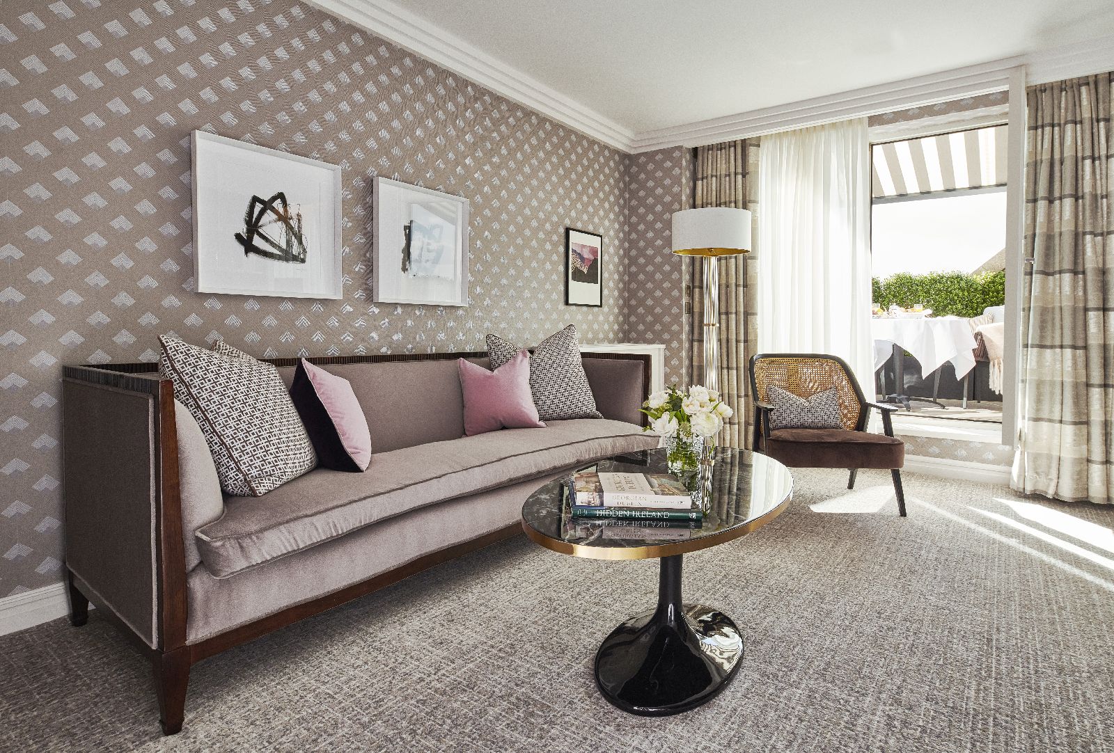 Living area of a suite at The Westbury hotel in Dublin Ireland