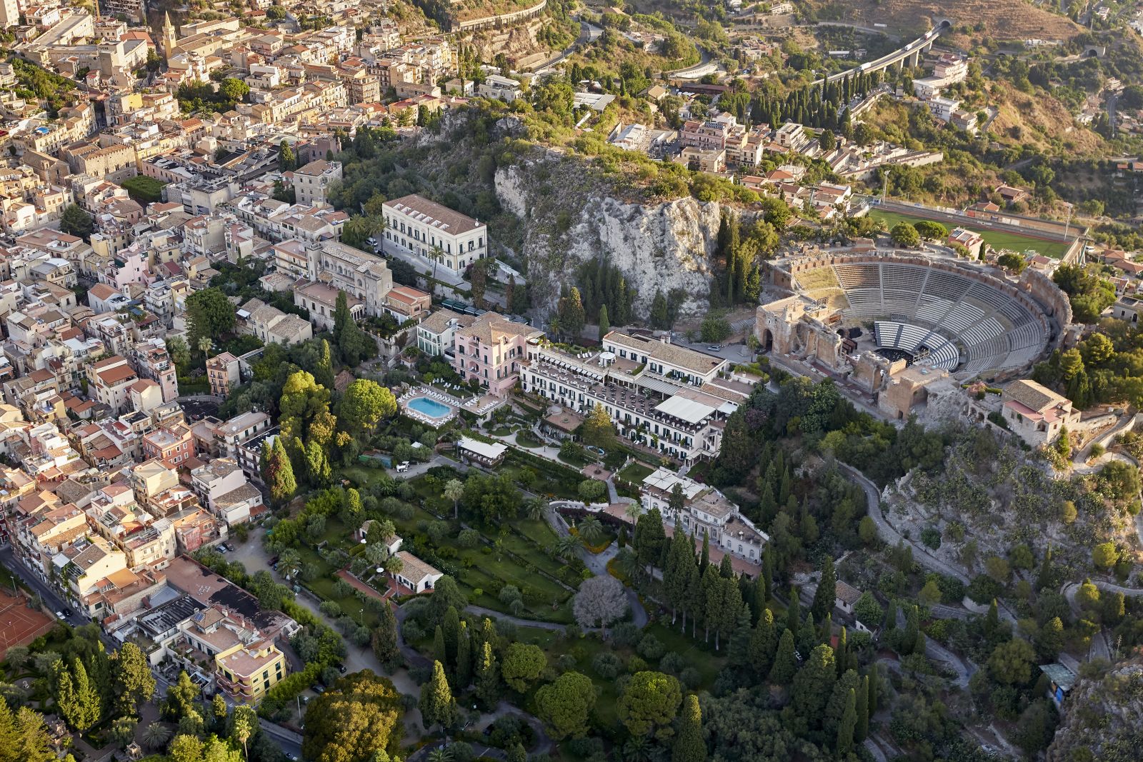 Aerial view of the Belmond Grand Hotel Timeo in Sicily