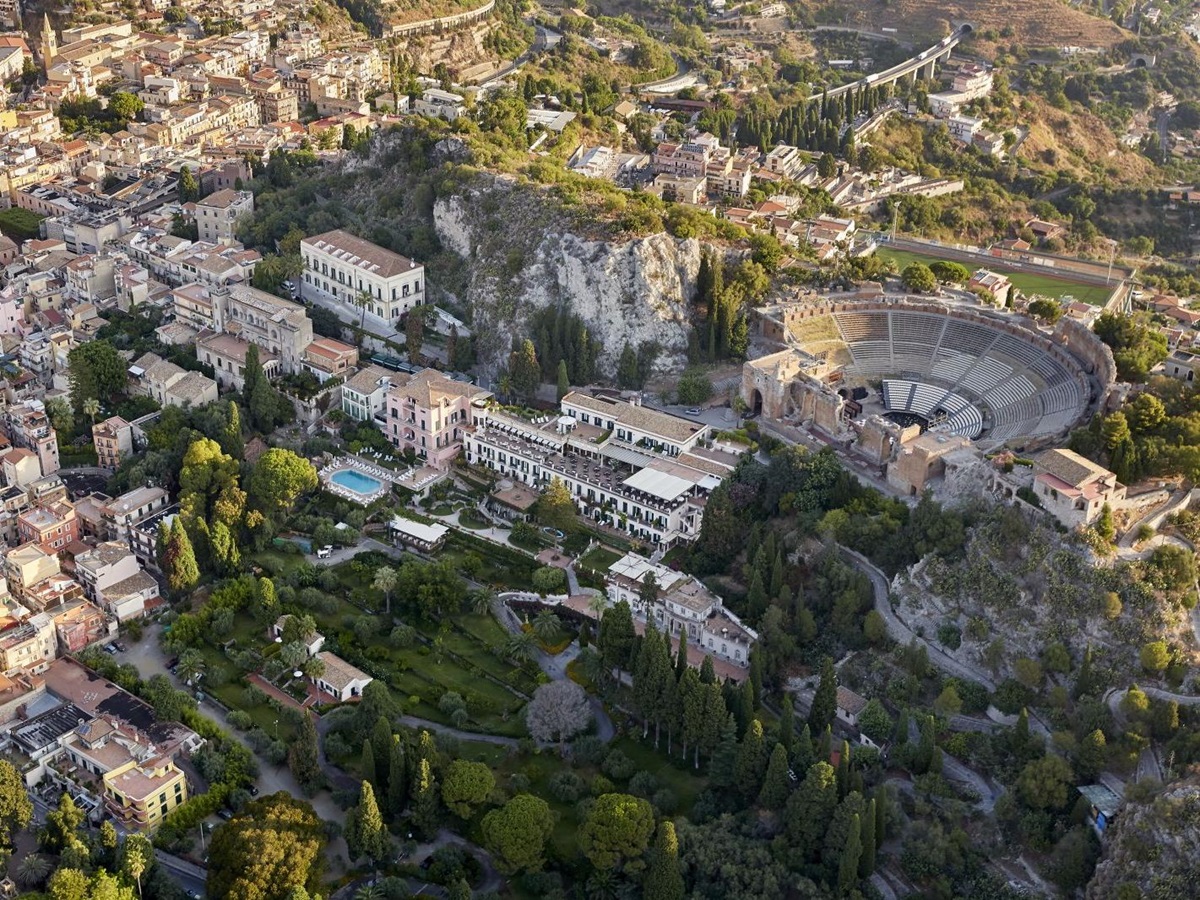 Aerial view of the Belmond Grand Hotel Timeo in Sicily