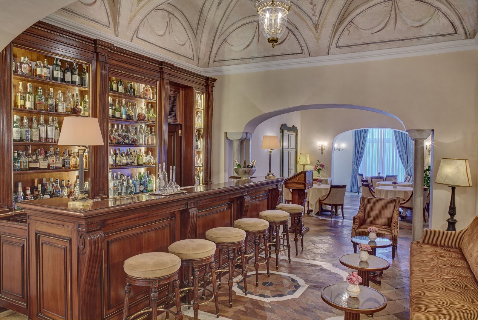 The bar at Belmond Hotel Caruso in Ravello Italy