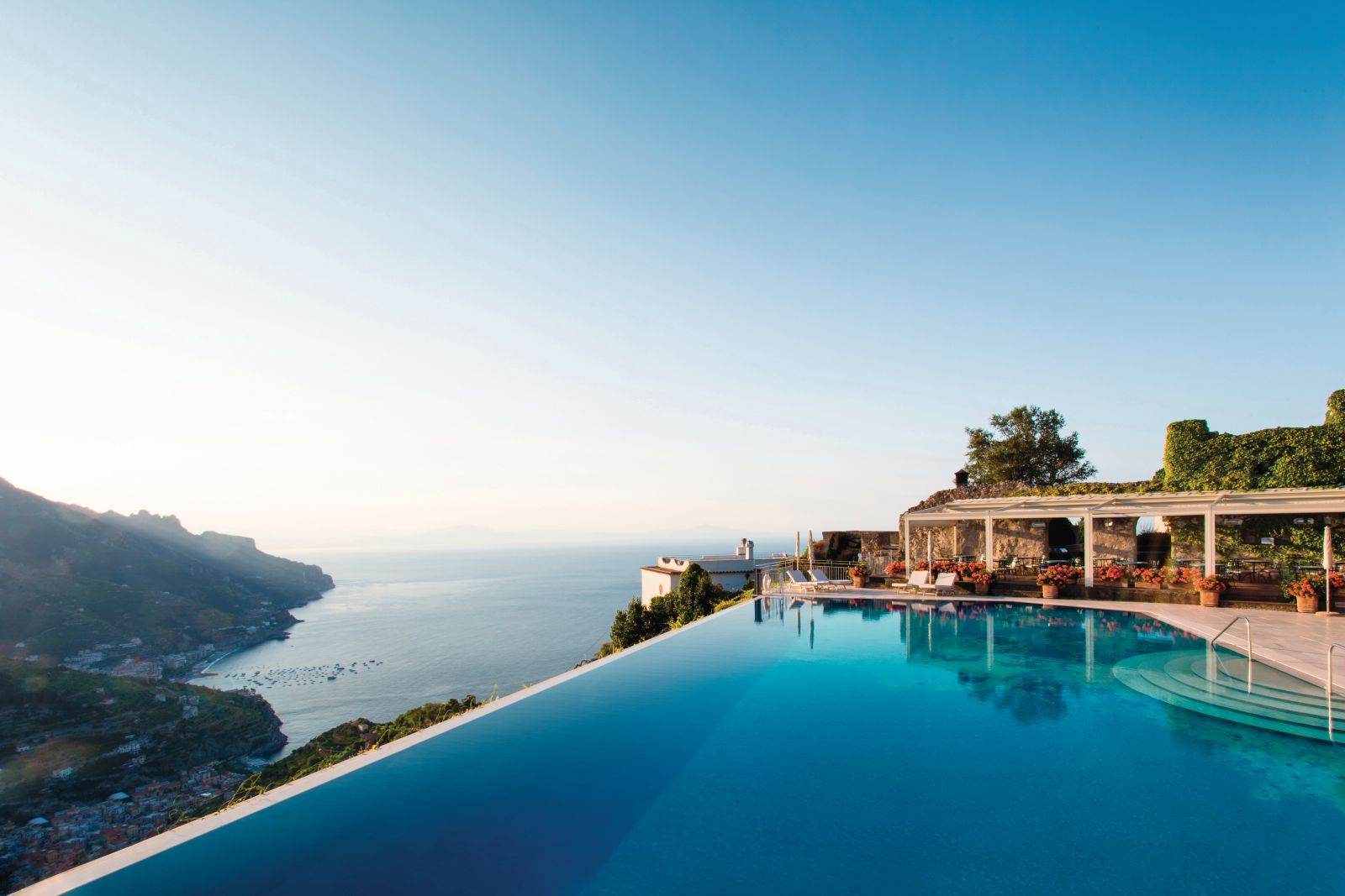 Infinity pool and Amalfi Coast views at Belmond Hotel Caruso in Ravello Italy