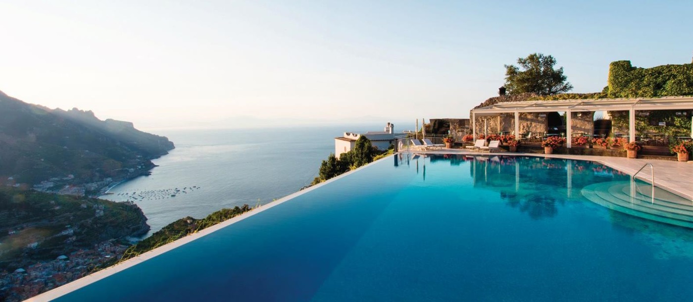 Infinity pool and Amalfi Coast views at Belmond Hotel Caruso in Ravello Italy