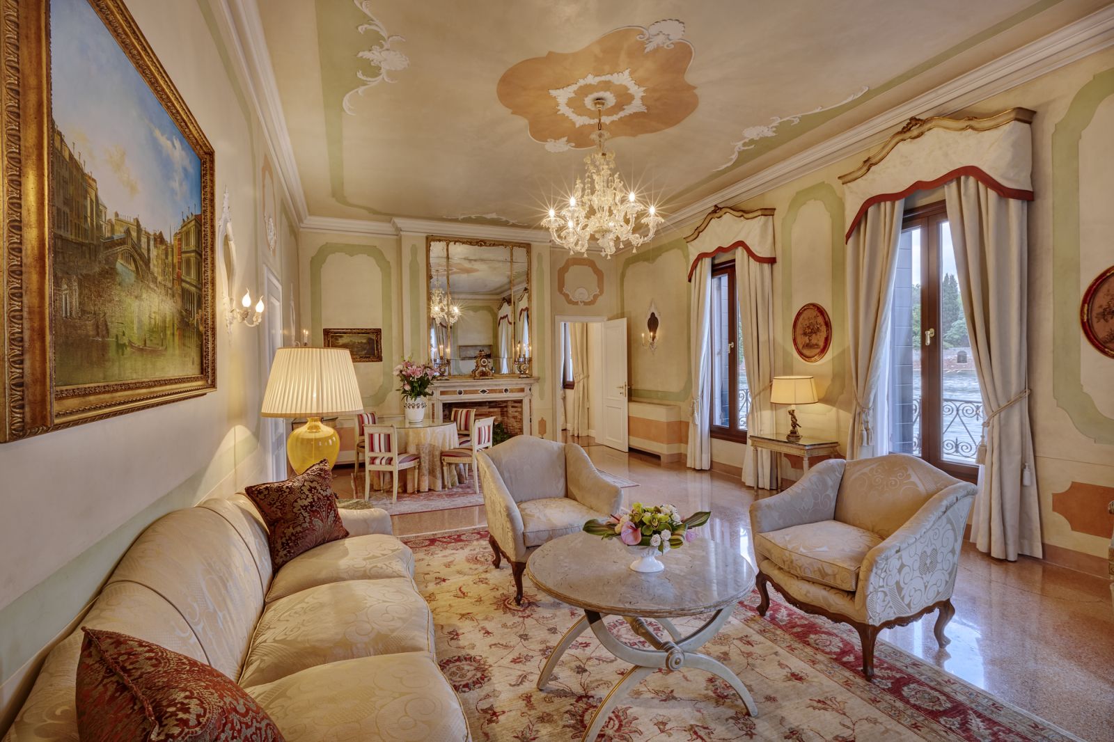 Opulent lounge in Belmond Hotel Cipriani in Venice