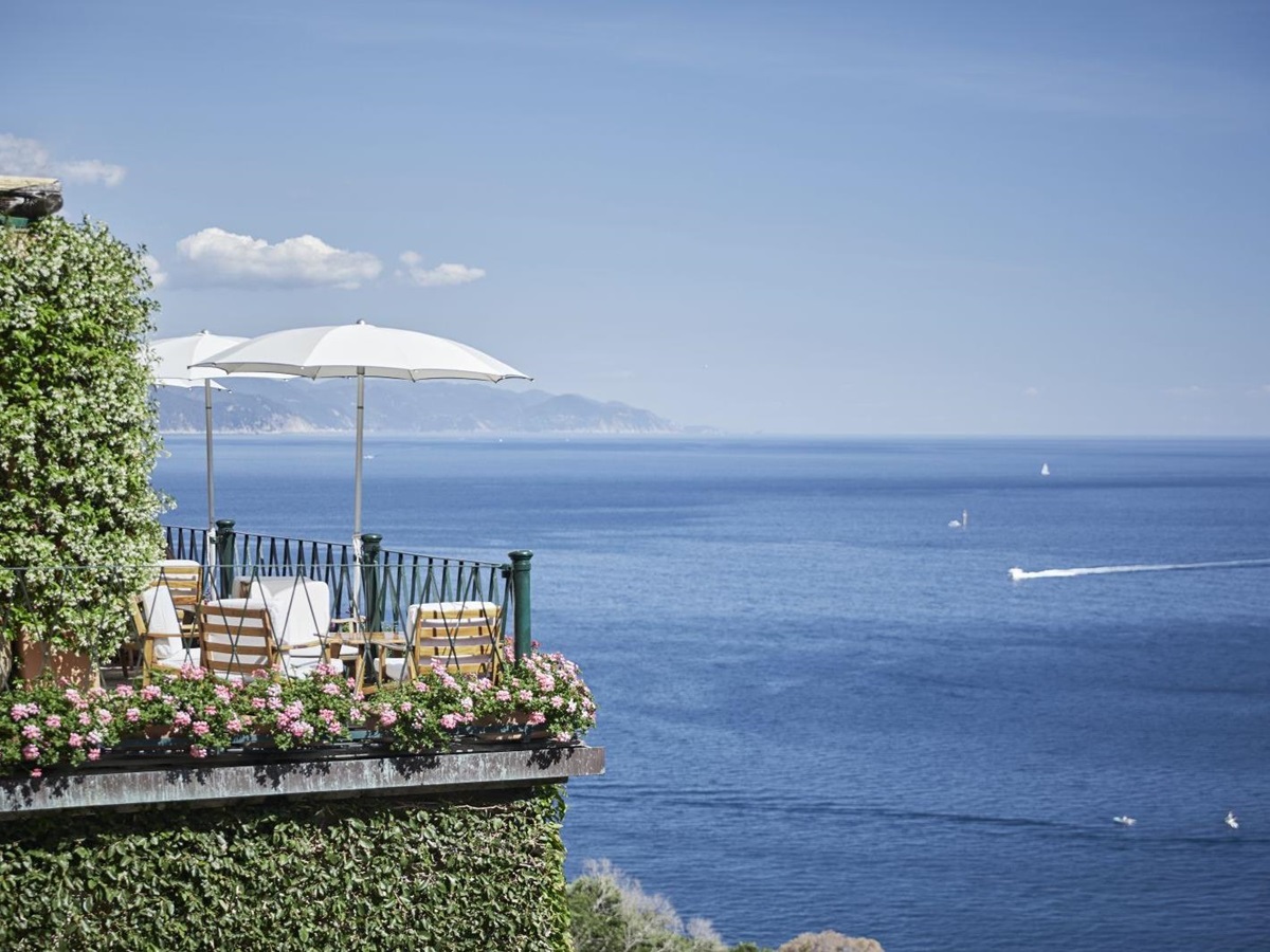 Sea views from the terrace at Belmond Hotel Splendido Portofino Italy