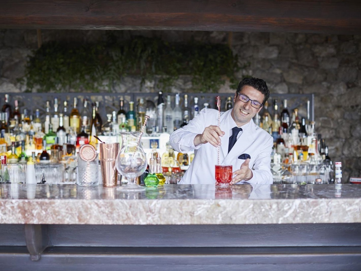 The bar at Belmond Villa Sant'Andrea in Sicily