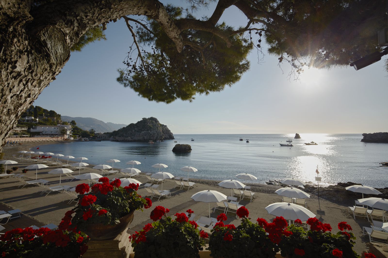The private beach at Belmond Villa Sant'Andrea in Sicily