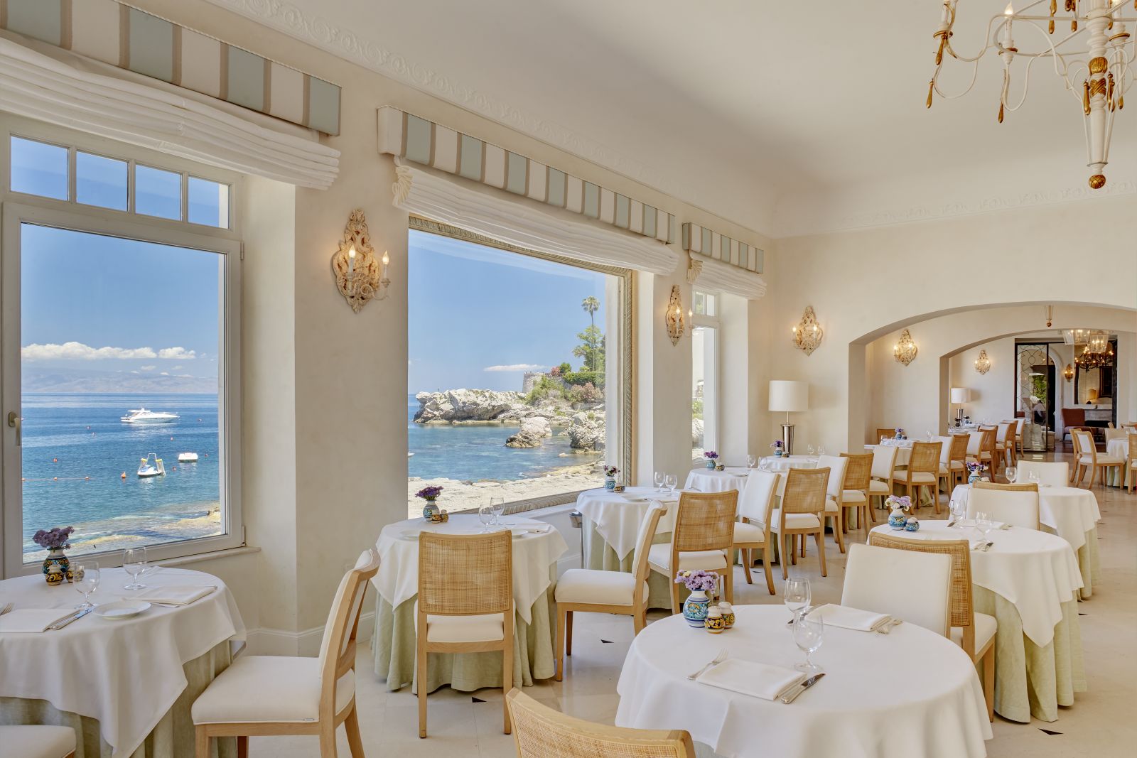 Bay views from the restaurant at Belmond Villa Sant'Andrea in Sicily