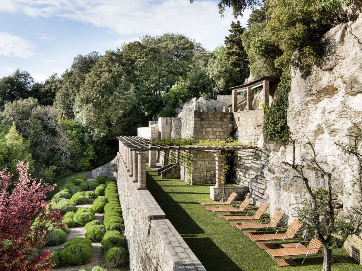 Expansive gardens of Borgo Pignano in Tuscany