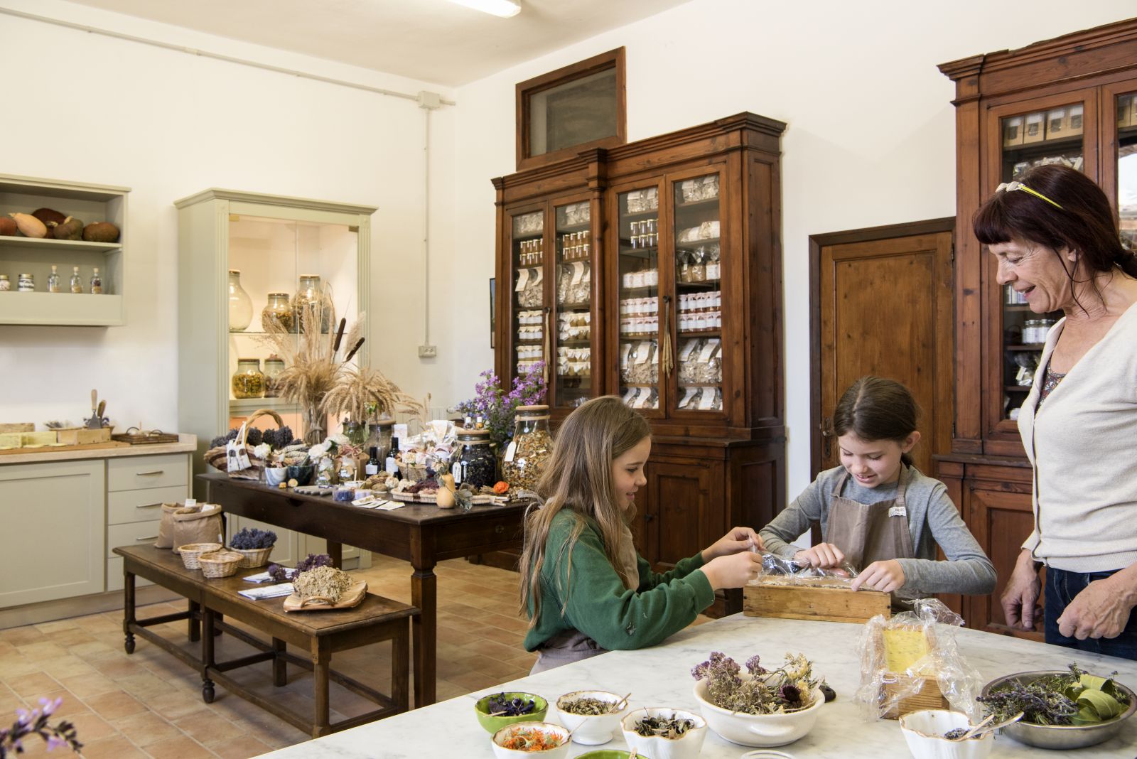 Herbal soap making for children at the Borgo Pignano in Tuscany