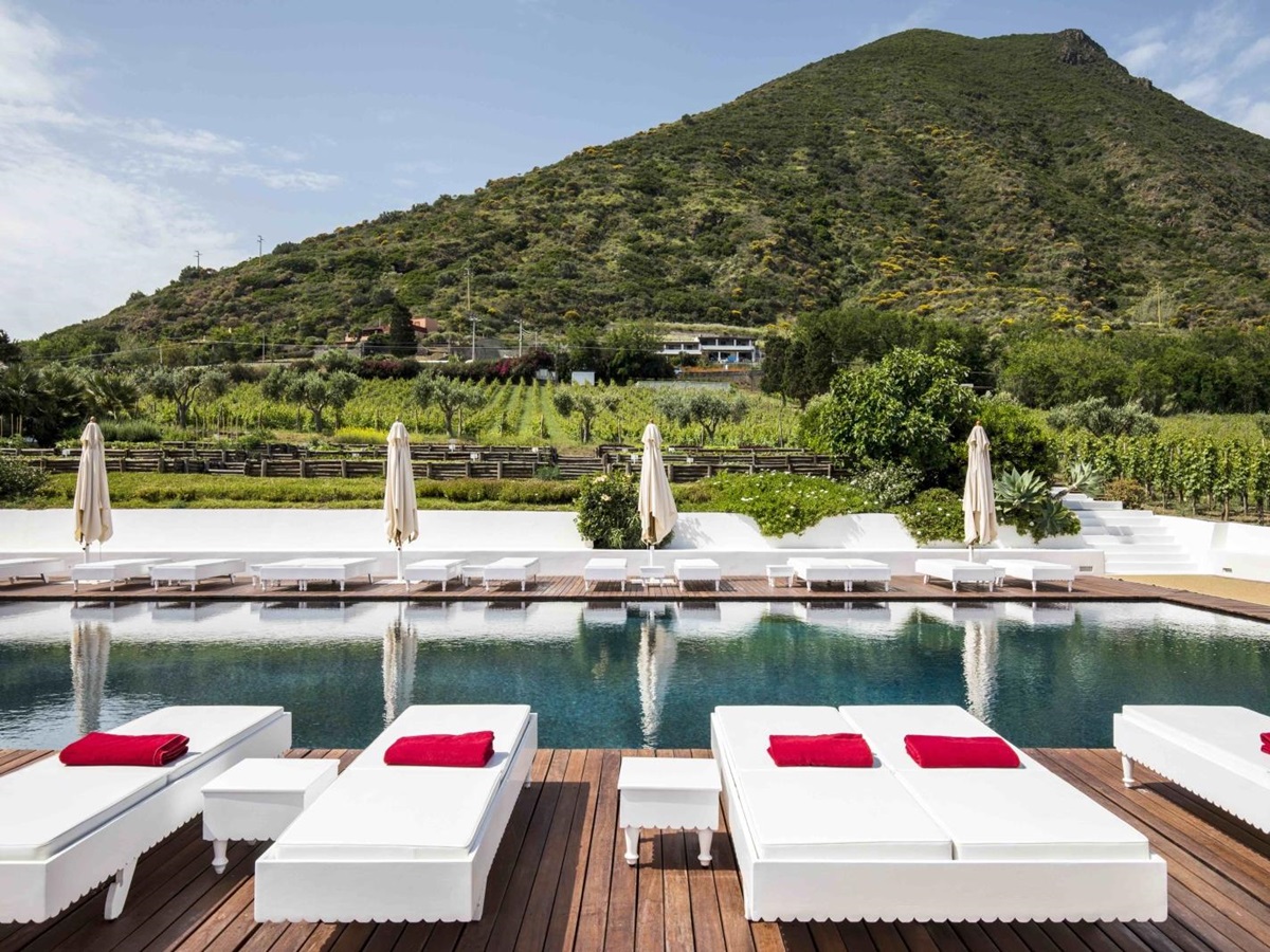 Pool and view at Capofaro