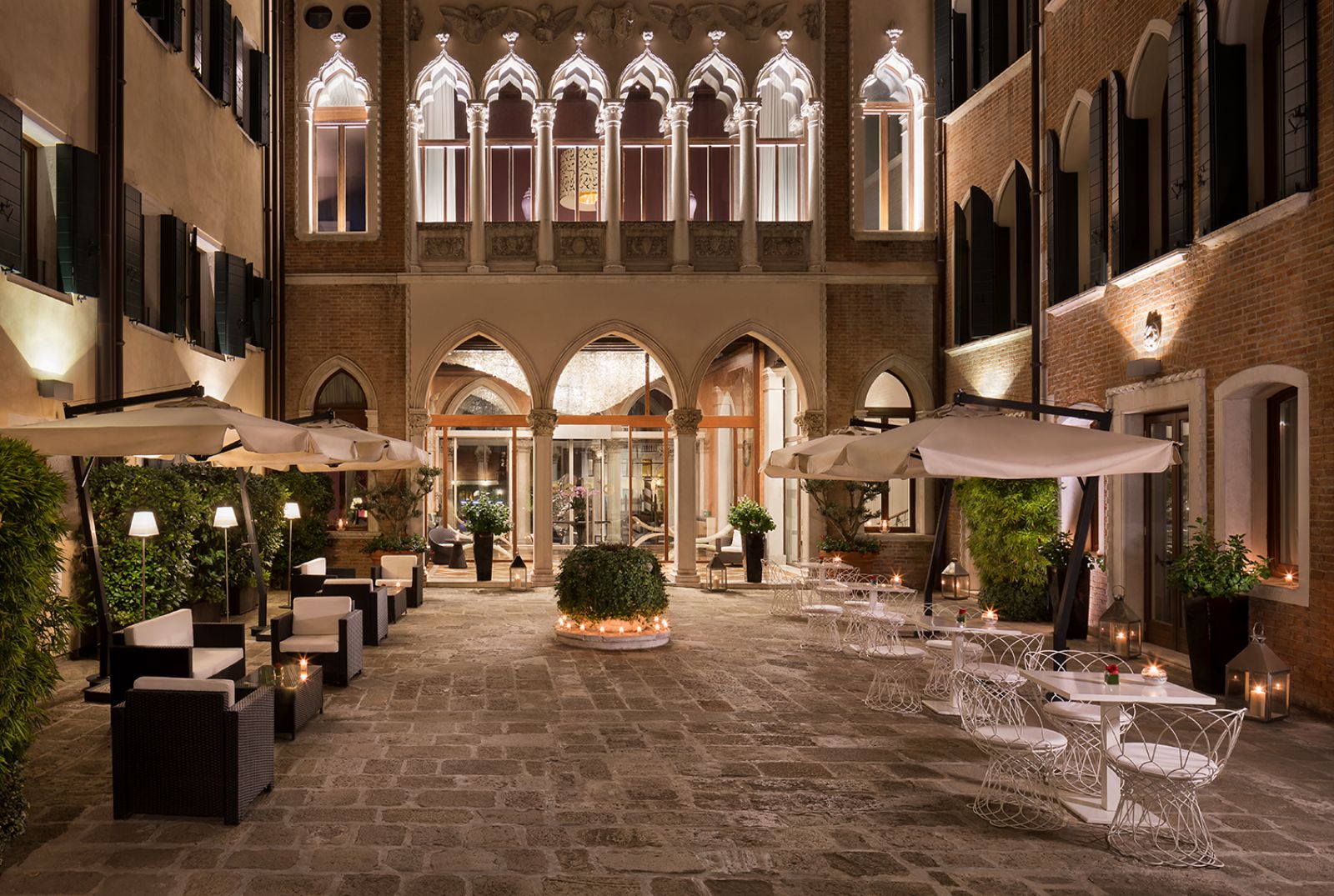 Courtyard at night at Centurion Palace in Venice