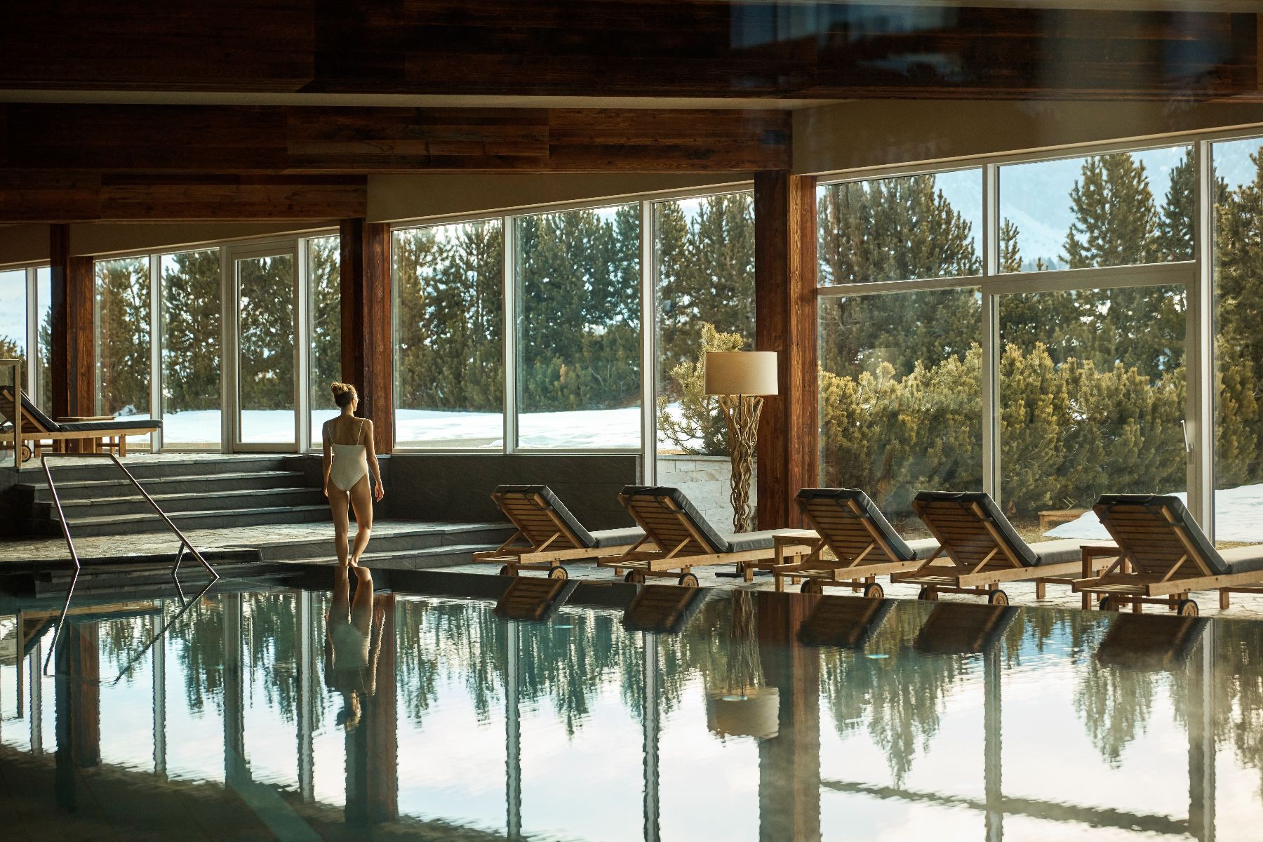 Indoor swimming pool at COMO Alpina Dolomites