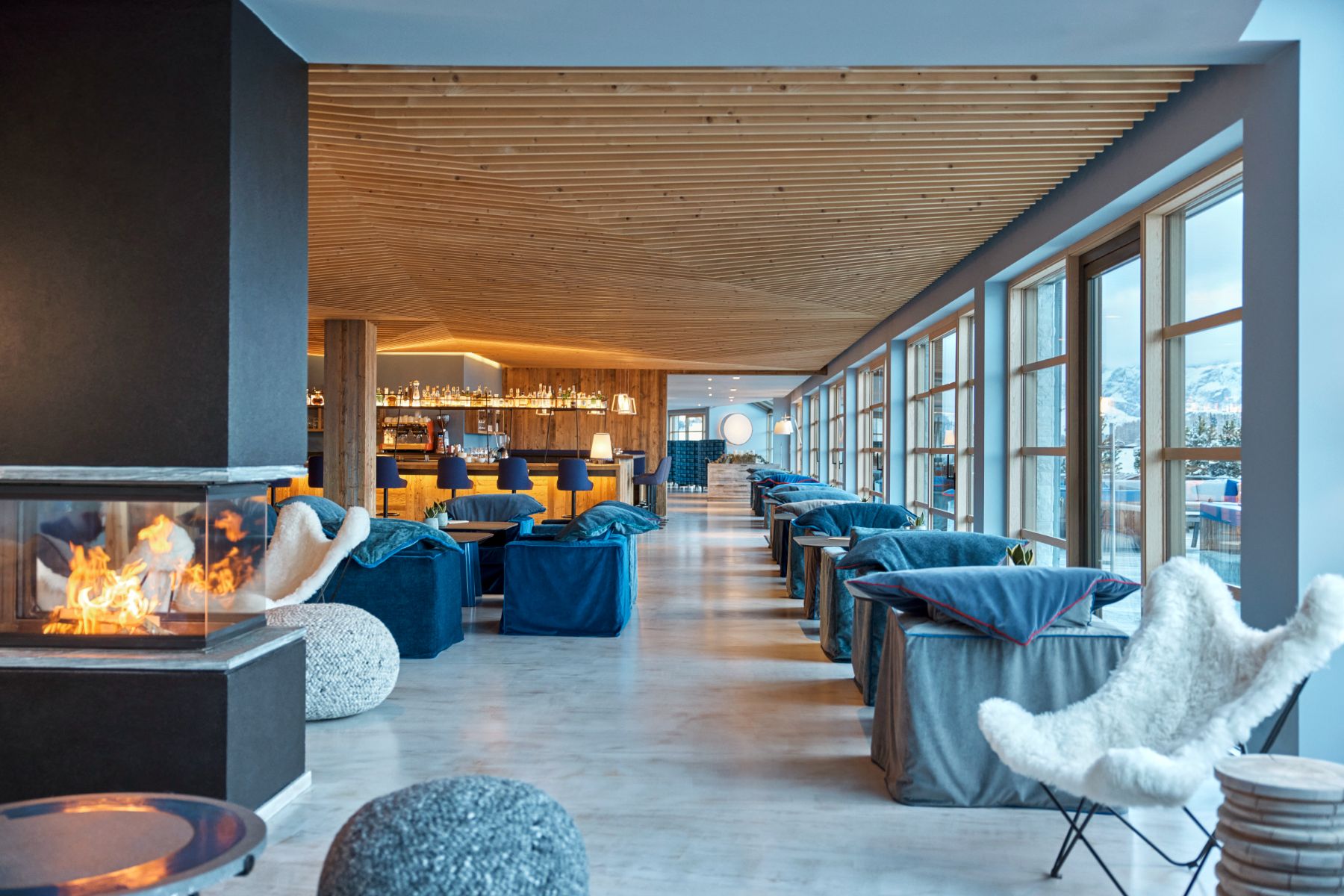 Lounge and bar area at COMO Alpina Dolomites