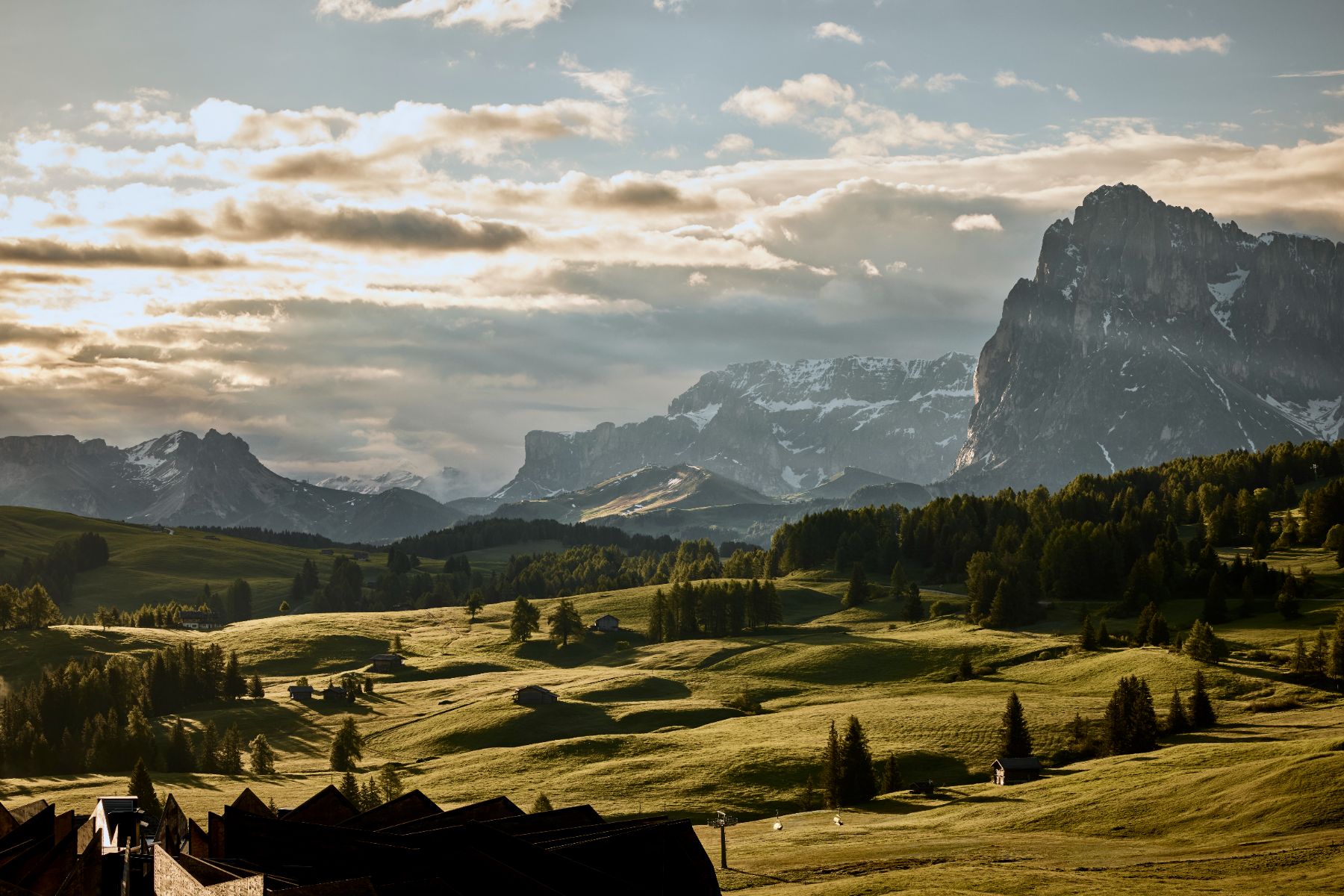 View of the Dolomites from COMO Alpina Dolomites during the summer