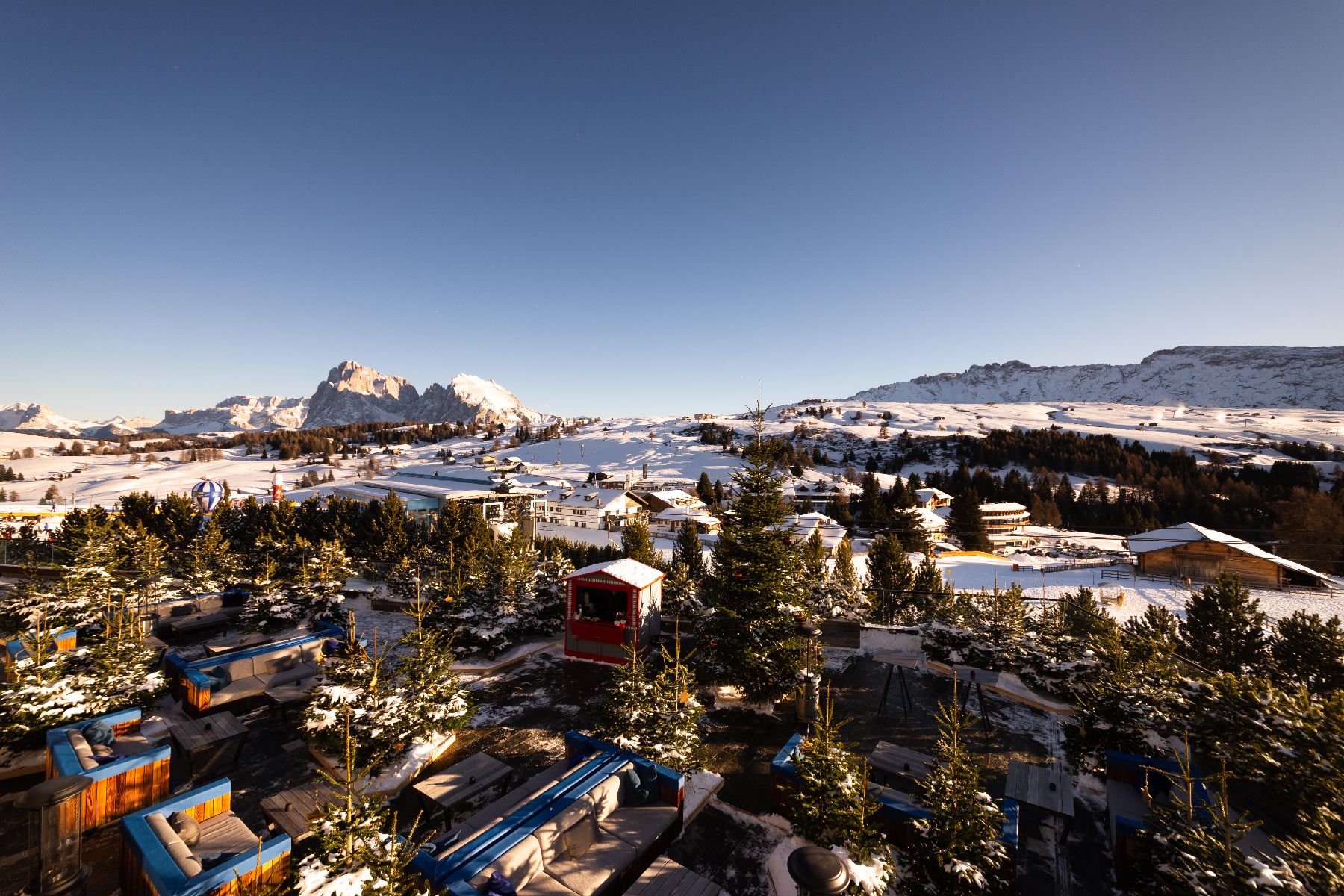 View of the terraces roofs from COMO Alpina Dolomites