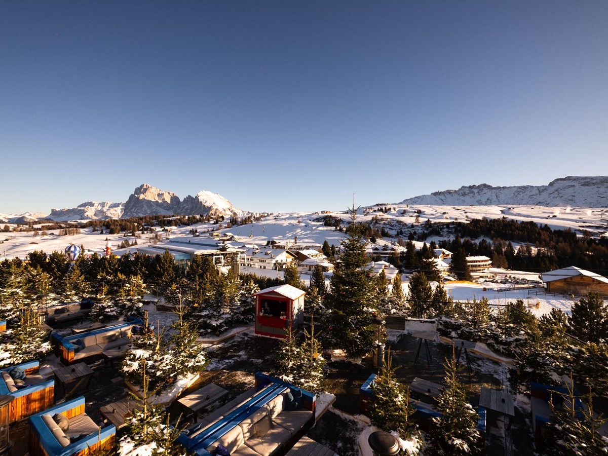 View of the terraces roofs from COMO Alpina Dolomites