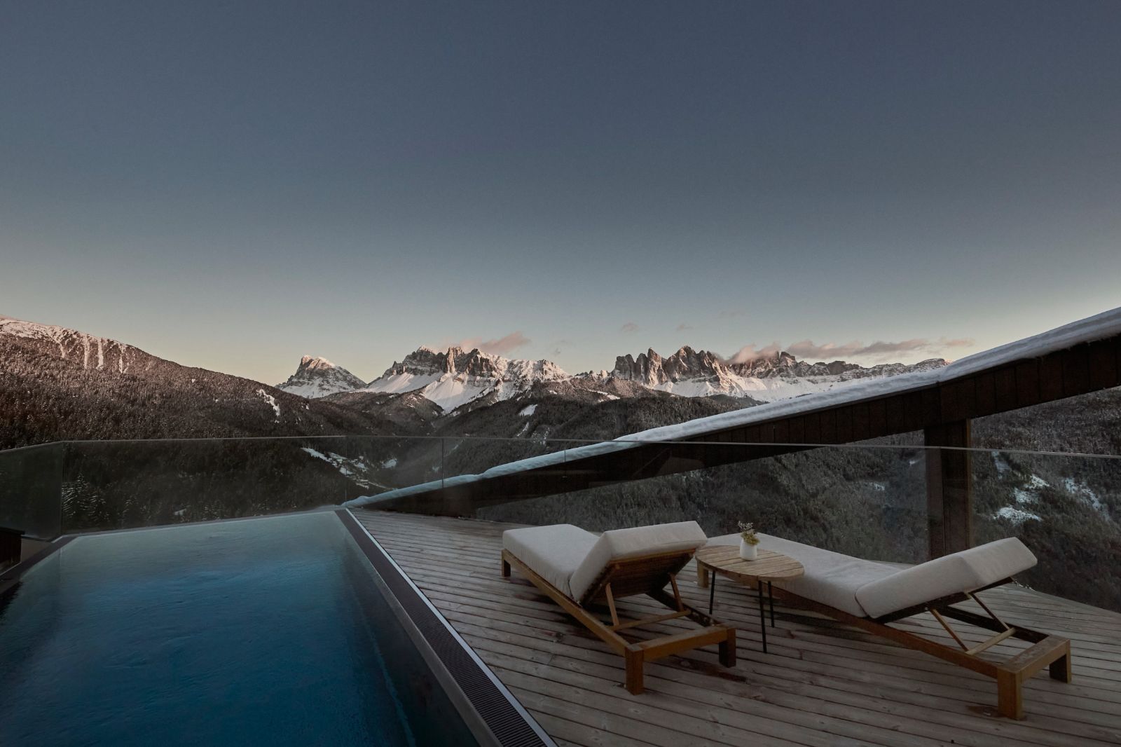 Penthouse pool at the Forestis hotel in the Dolomites