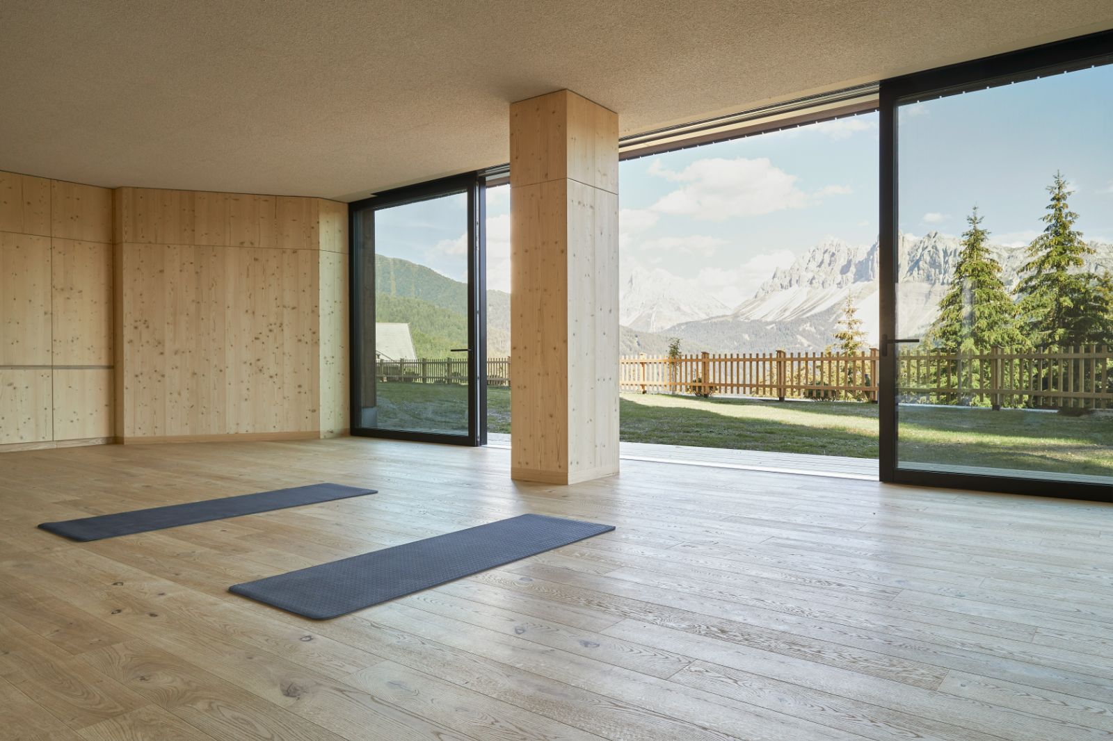 Yoga room at the Forestis hotel in the Dolomites