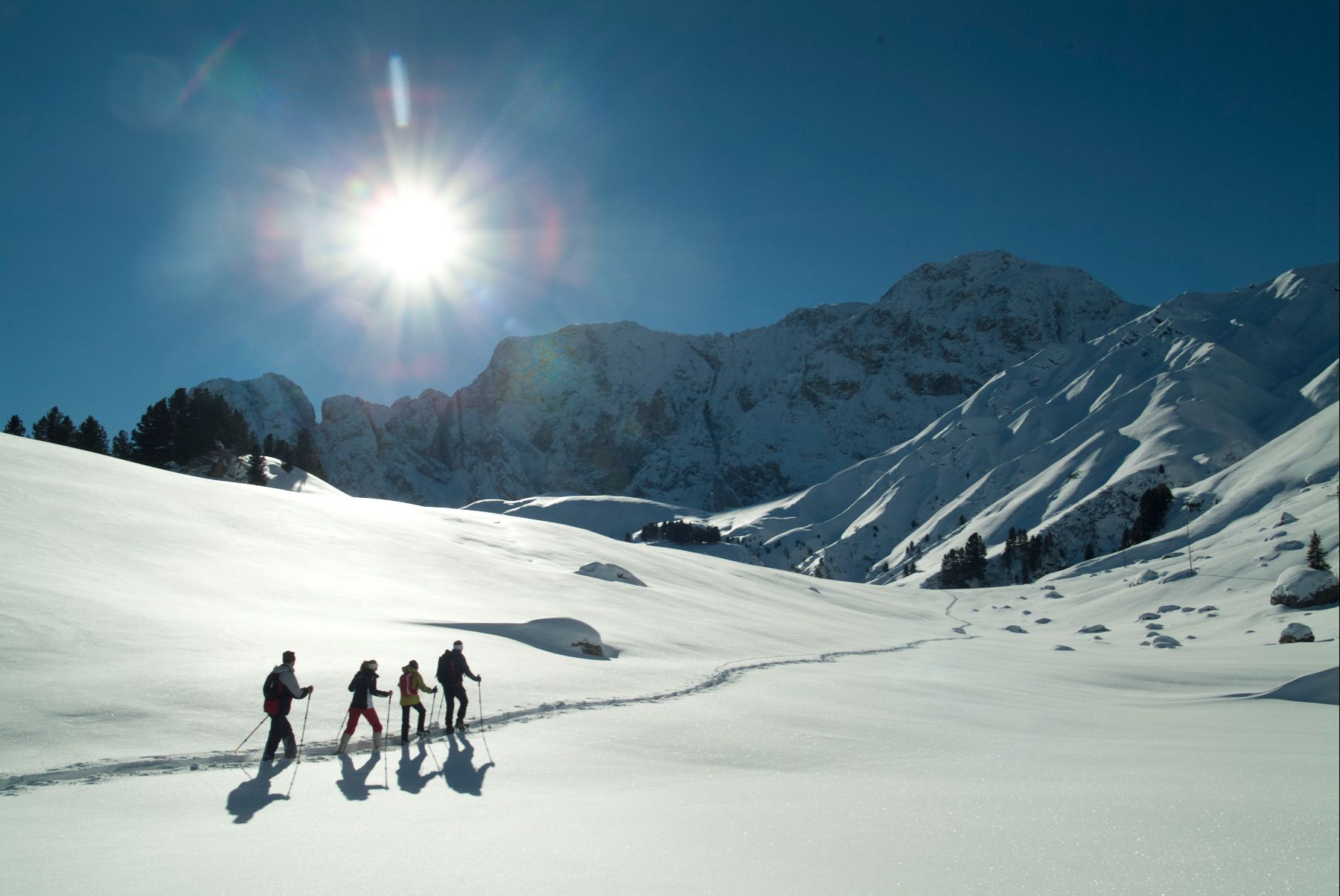 Trekking during the winter at Gardena Grodnerhof Hotel & Spa in the Dolomites