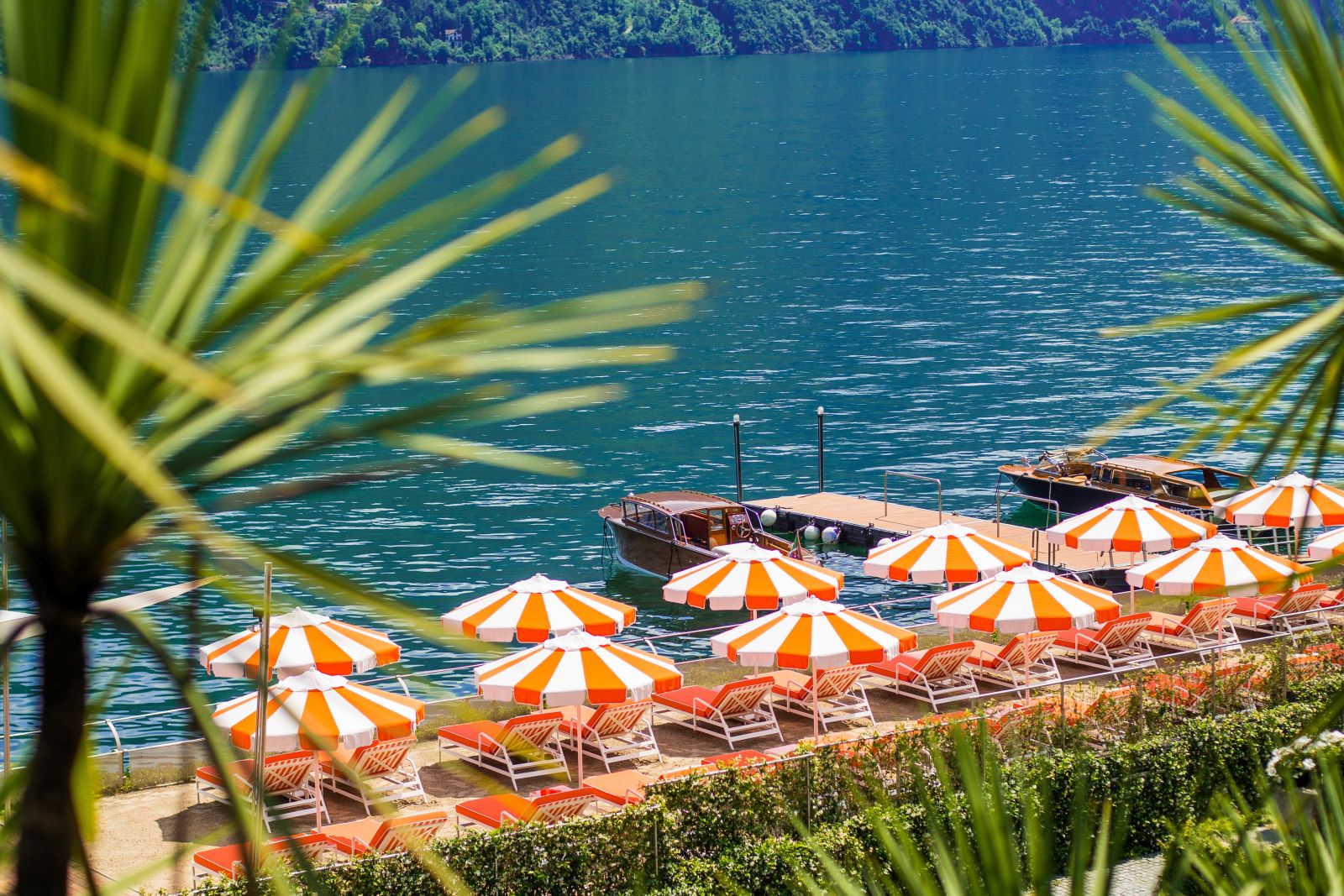 The beach club at Grand Hotel Tremezzo Lake Como Italy