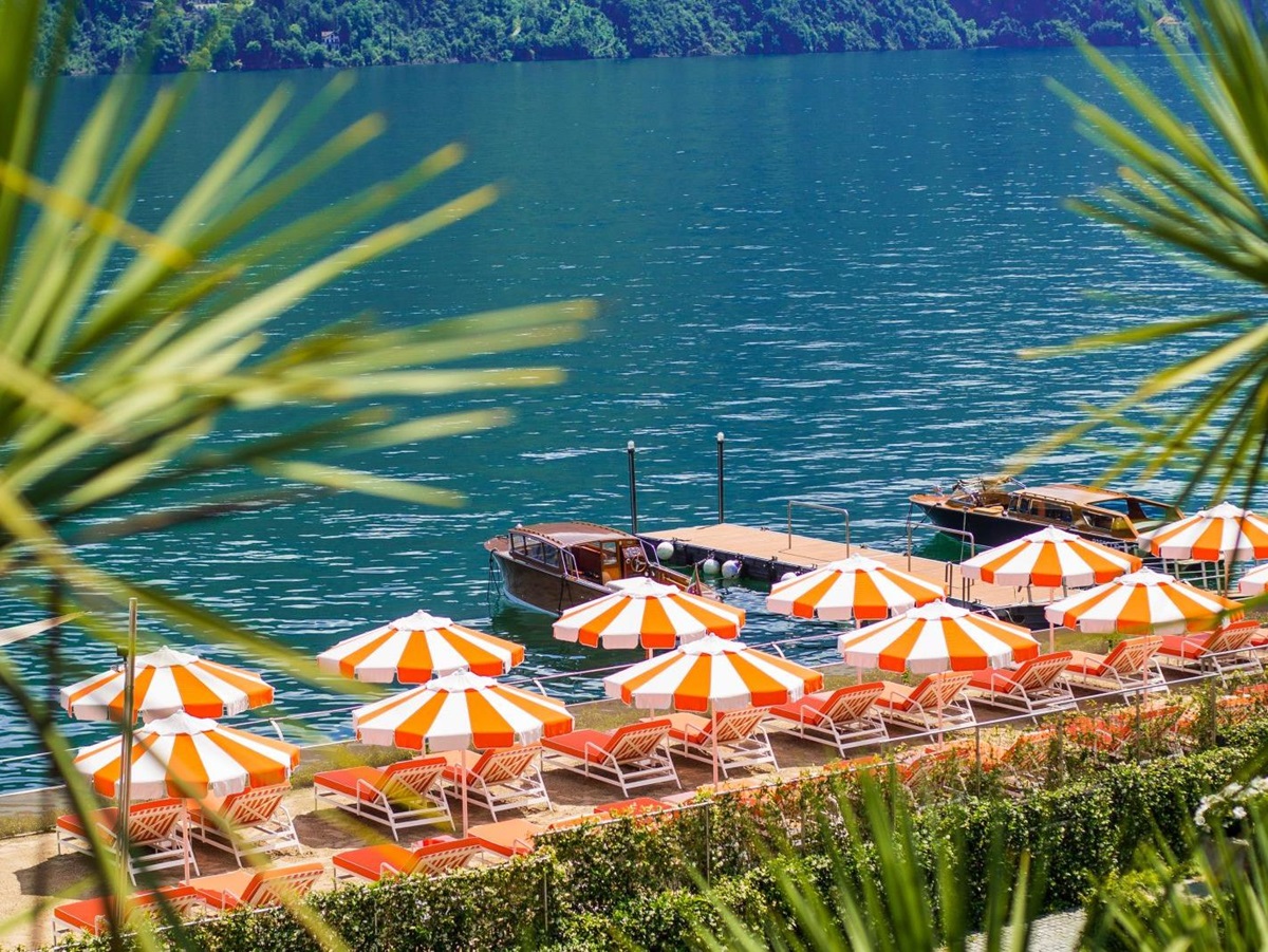 The beach club at Grand Hotel Tremezzo Lake Como Italy