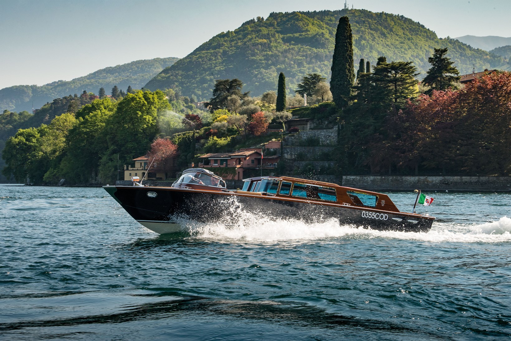 Speedboat on water at Grand Hotel Tremezzo