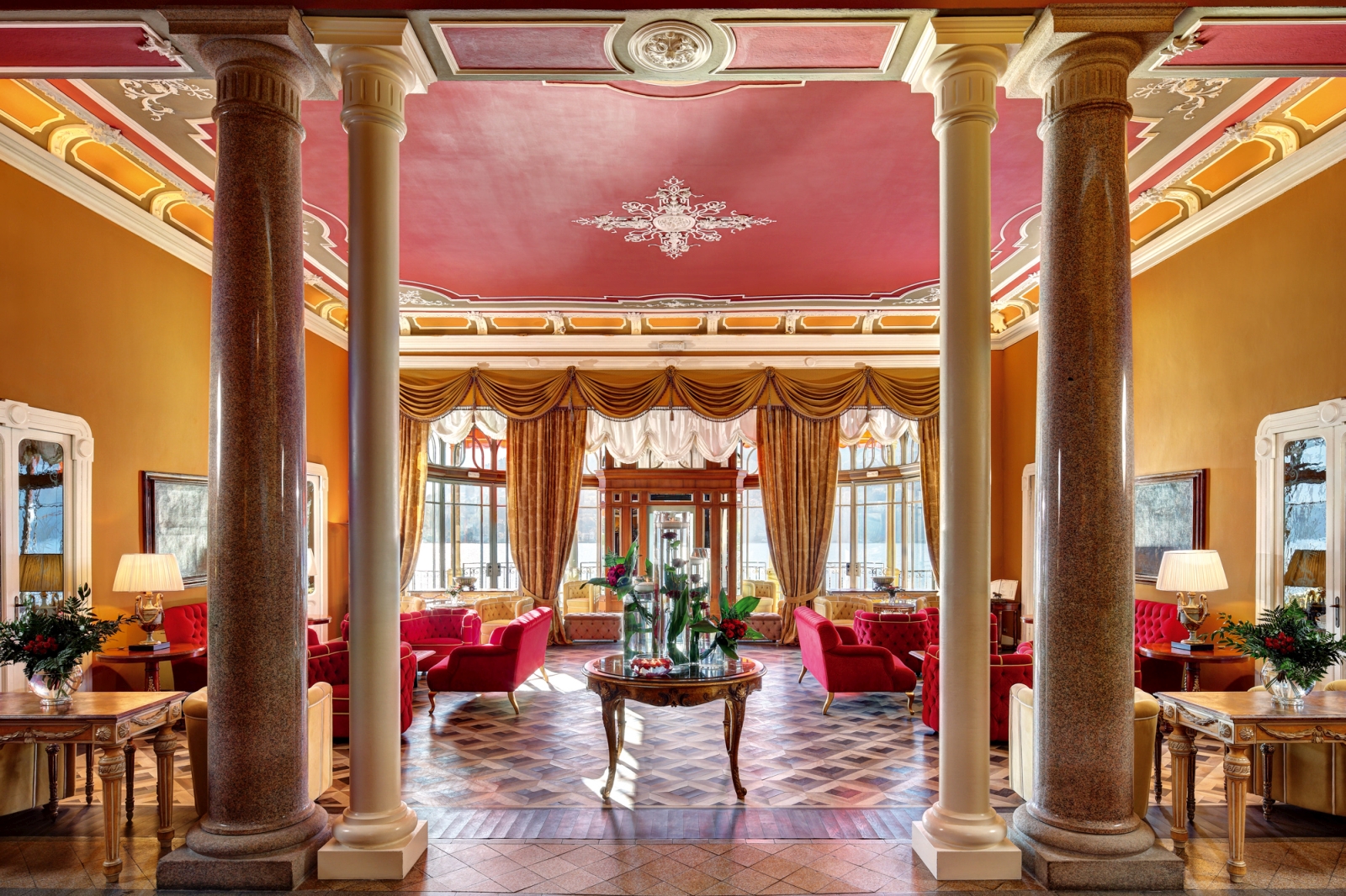 Lobby at Grand Hotel Tremezzo on Lake Como in Italy