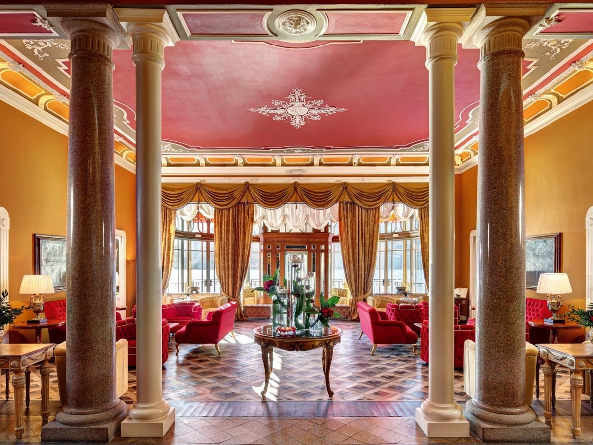 Lobby at Grand Hotel Tremezzo on Lake Como in Italy