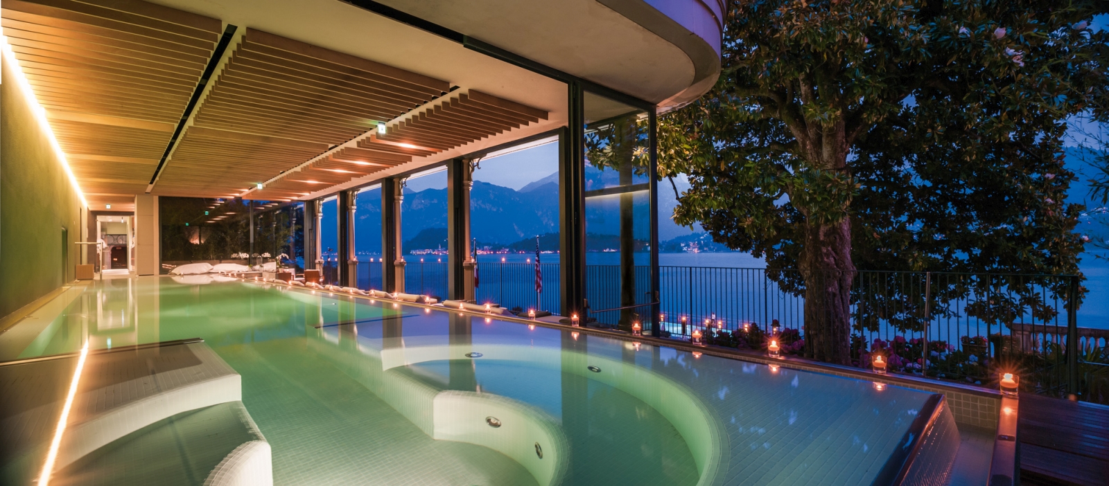 Spa infinity pool at Grand Hotel Tremezzo on Lake Como in Italy