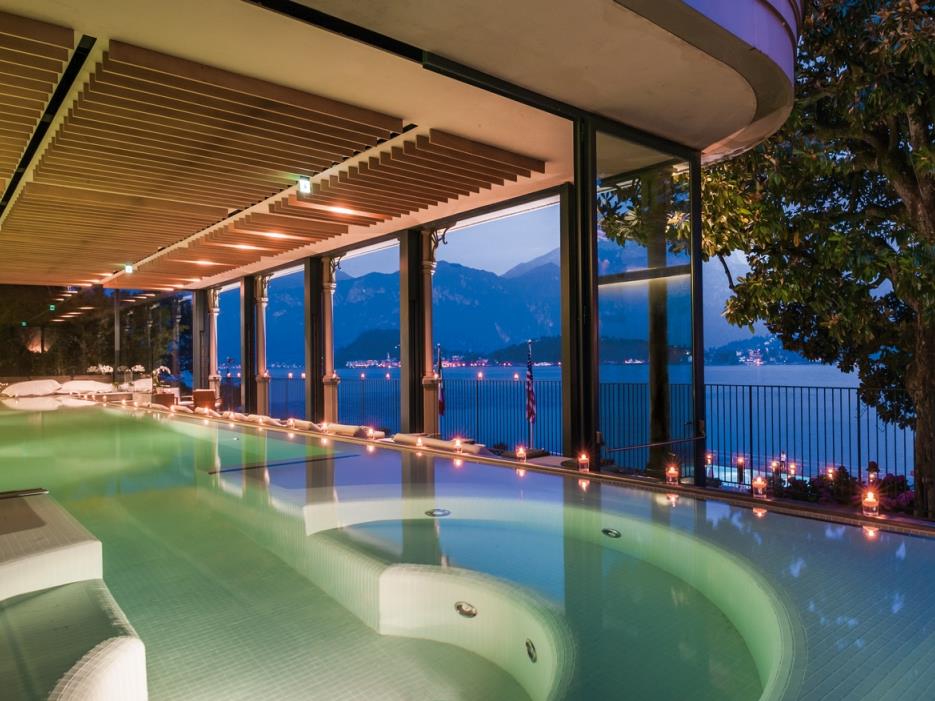 Spa infinity pool at Grand Hotel Tremezzo on Lake Como in Italy